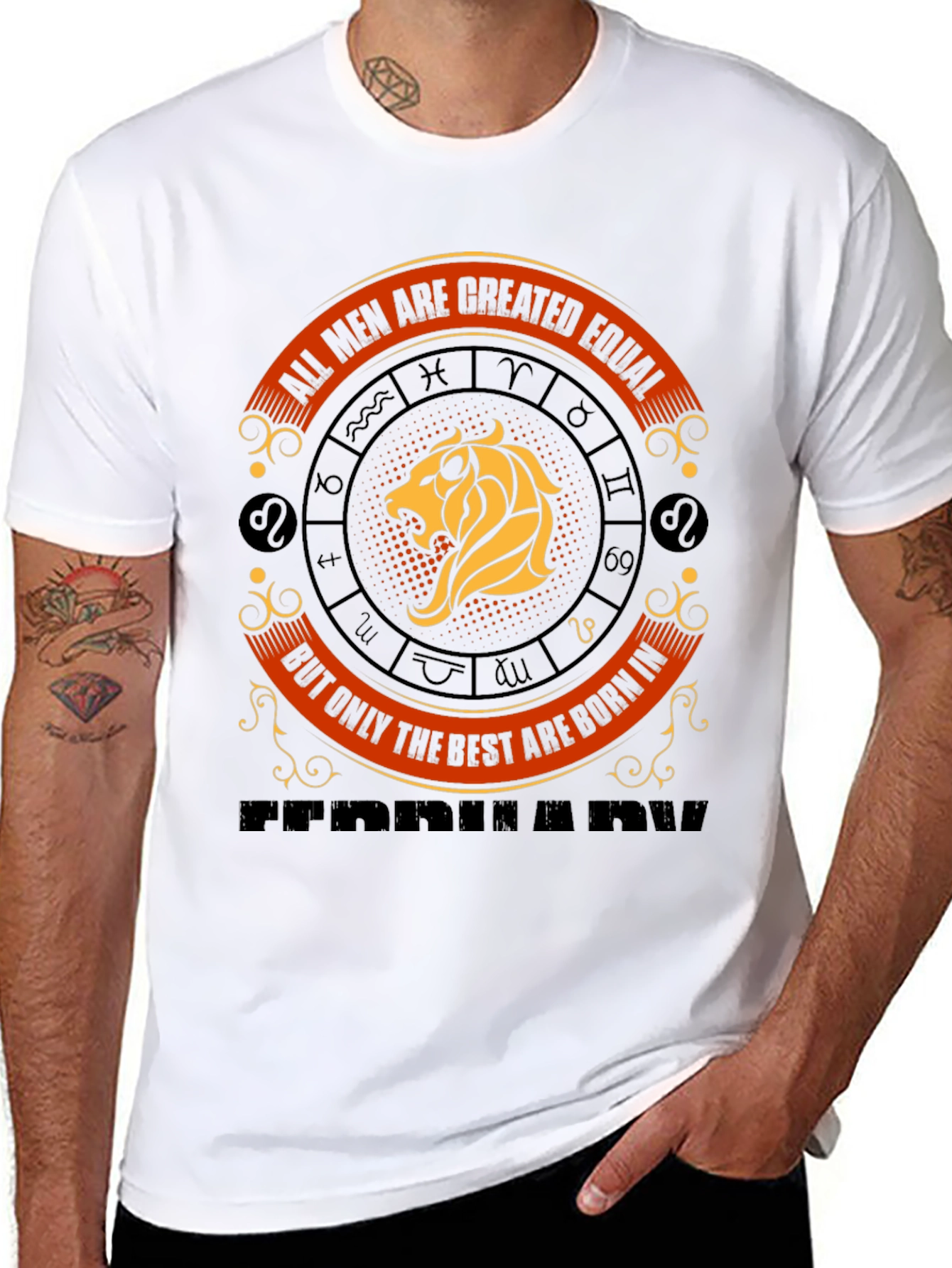 Mens Born in February Zodiac Graphic Tee