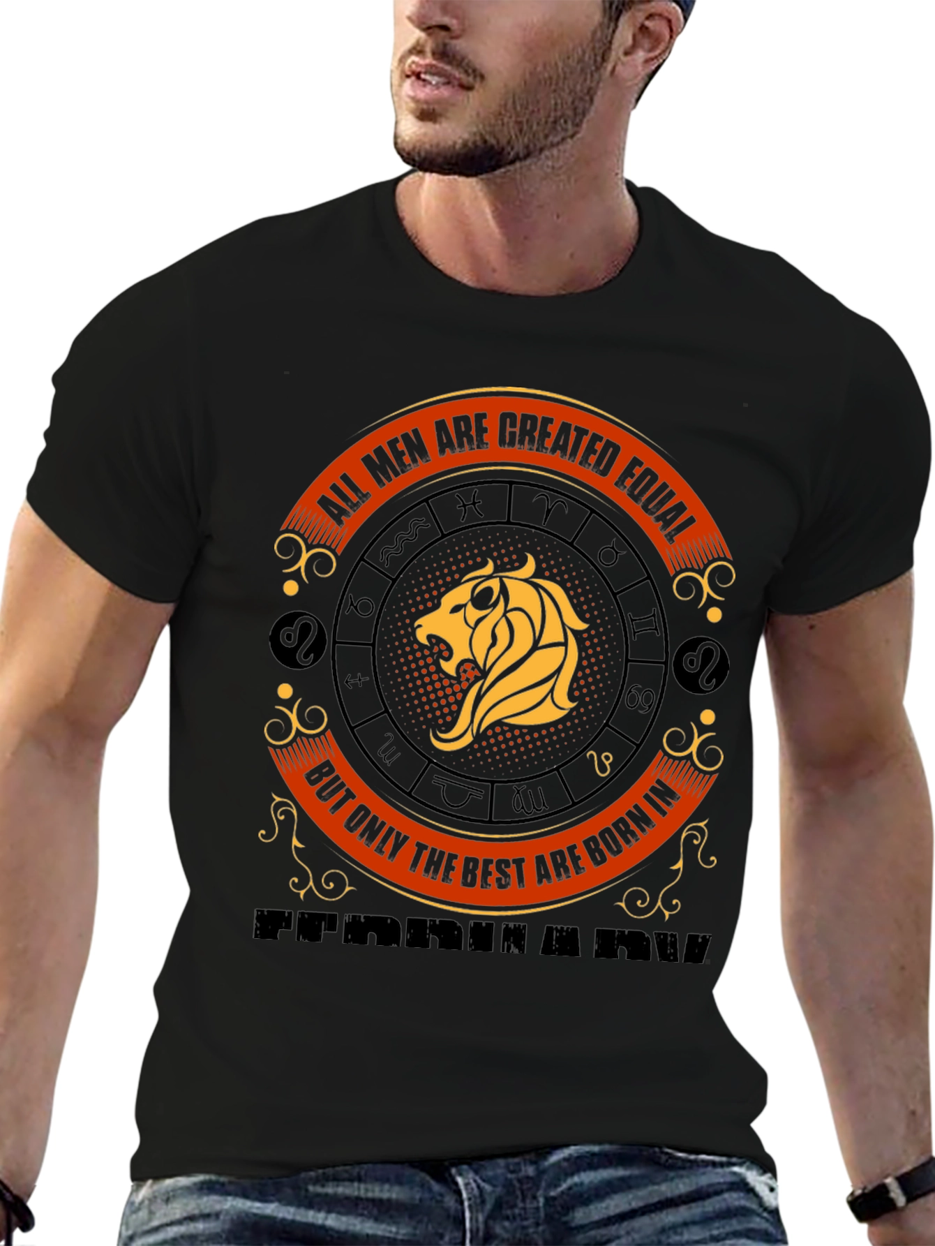 Mens Born in February Zodiac Graphic Tee