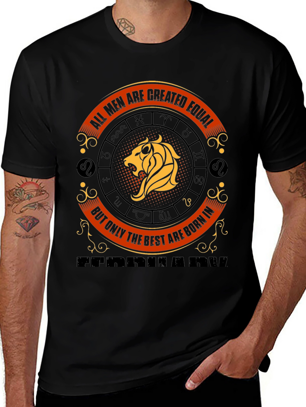 Mens Born in February Zodiac Graphic Tee