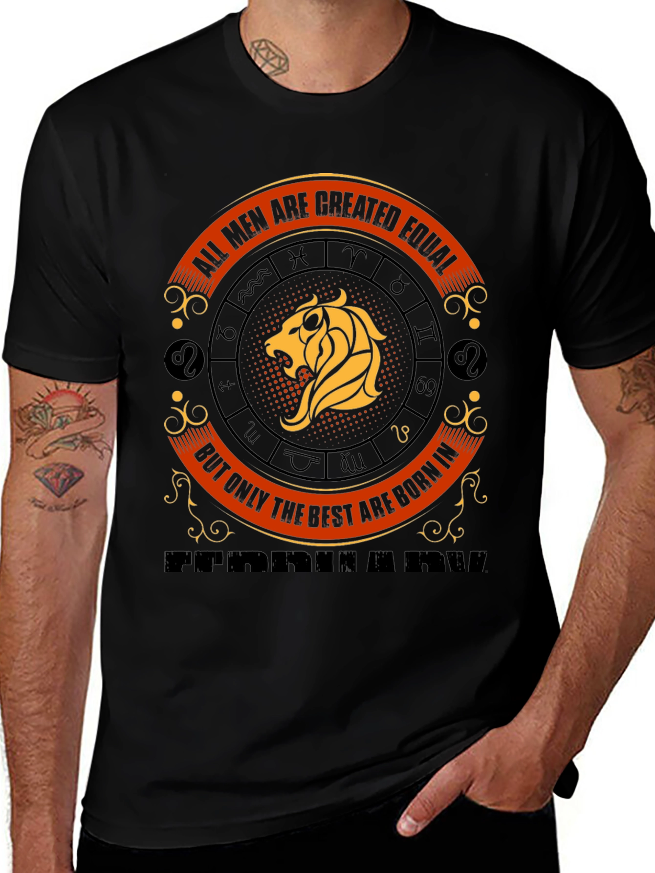 Mens Born in February Zodiac Graphic Tee