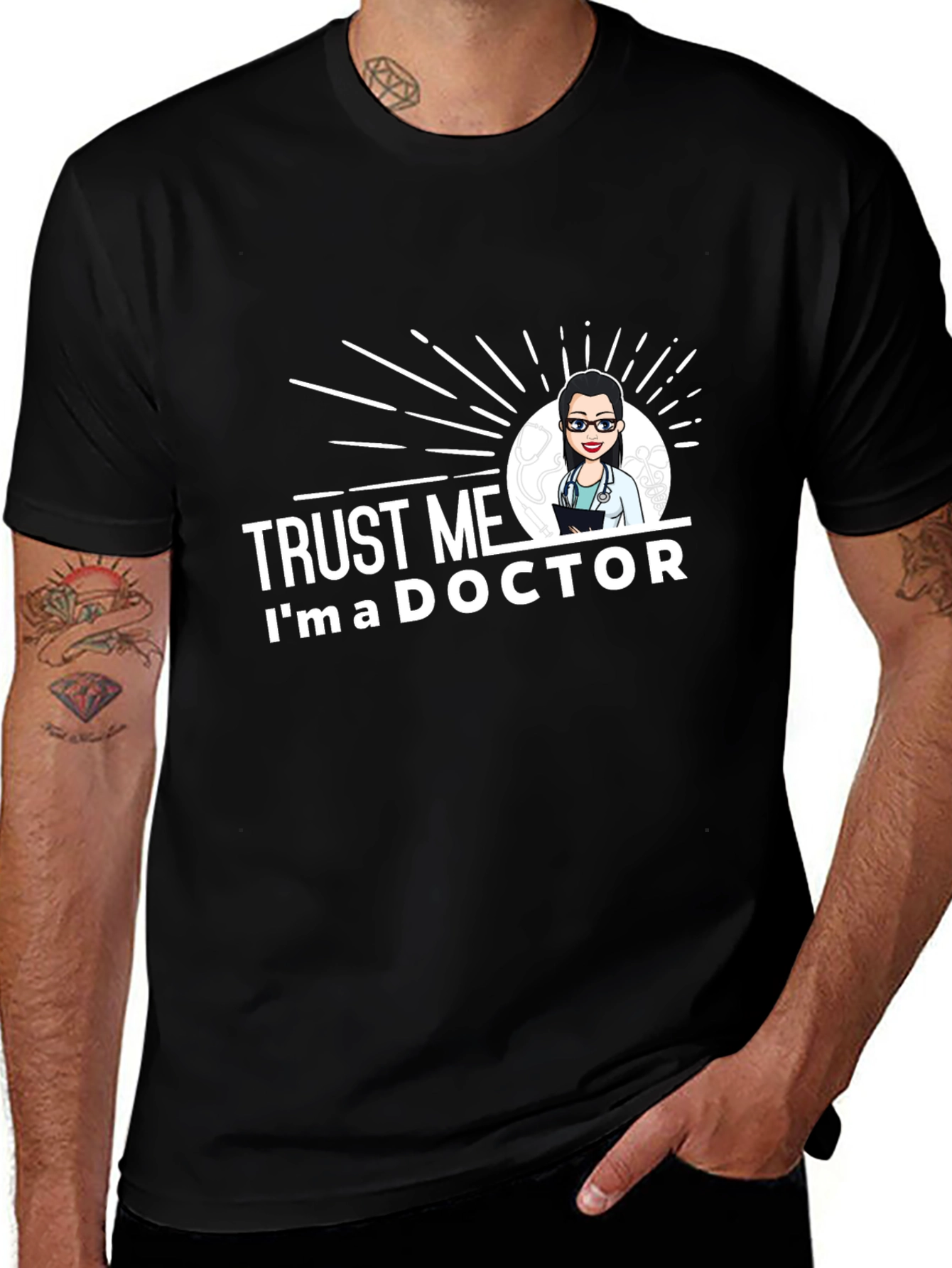 Trust Me Im a Doctor Graphic Tee - Black