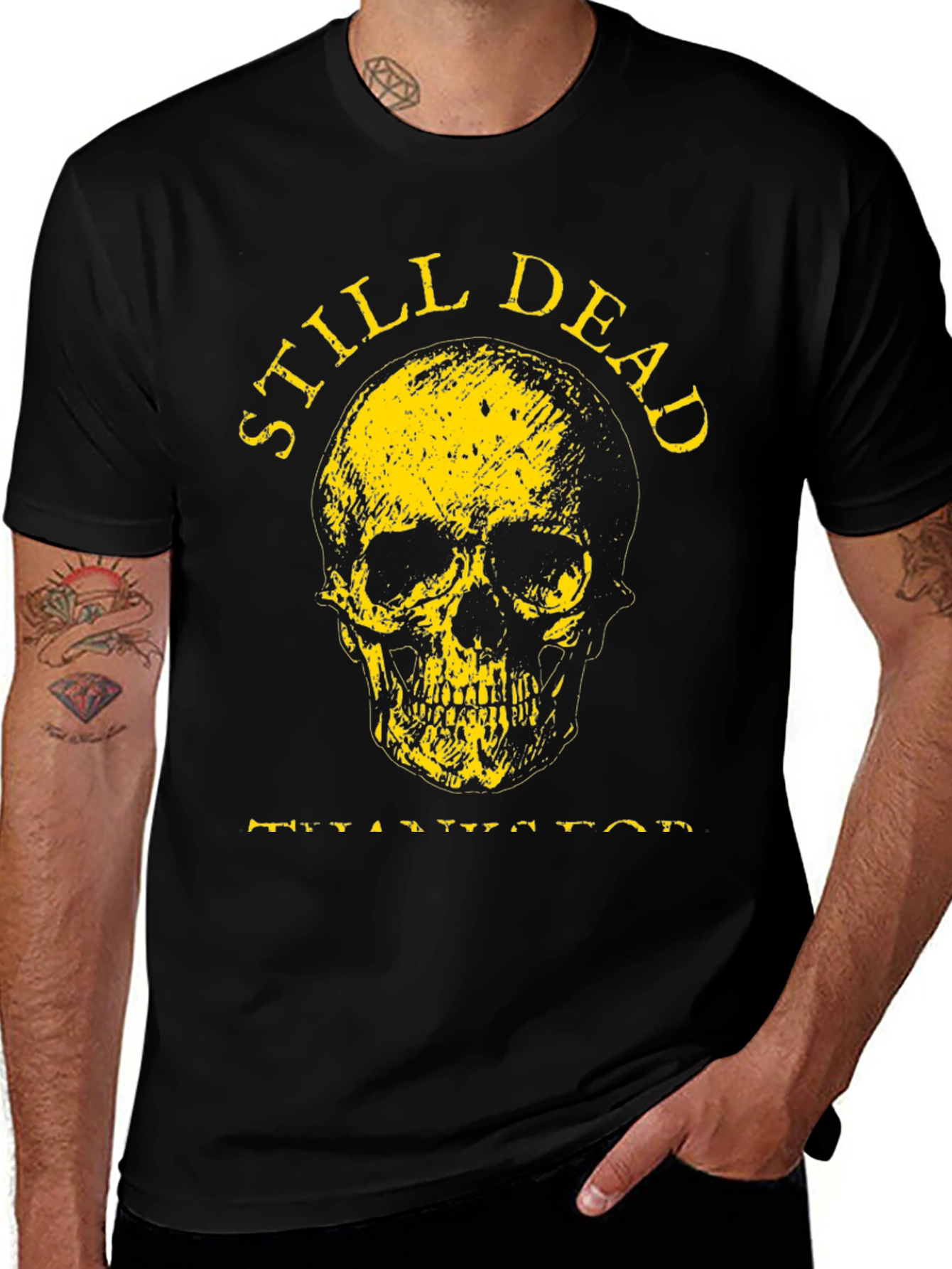 Still Dead Skull Graphic Tee - Black Cotton T-Shirt