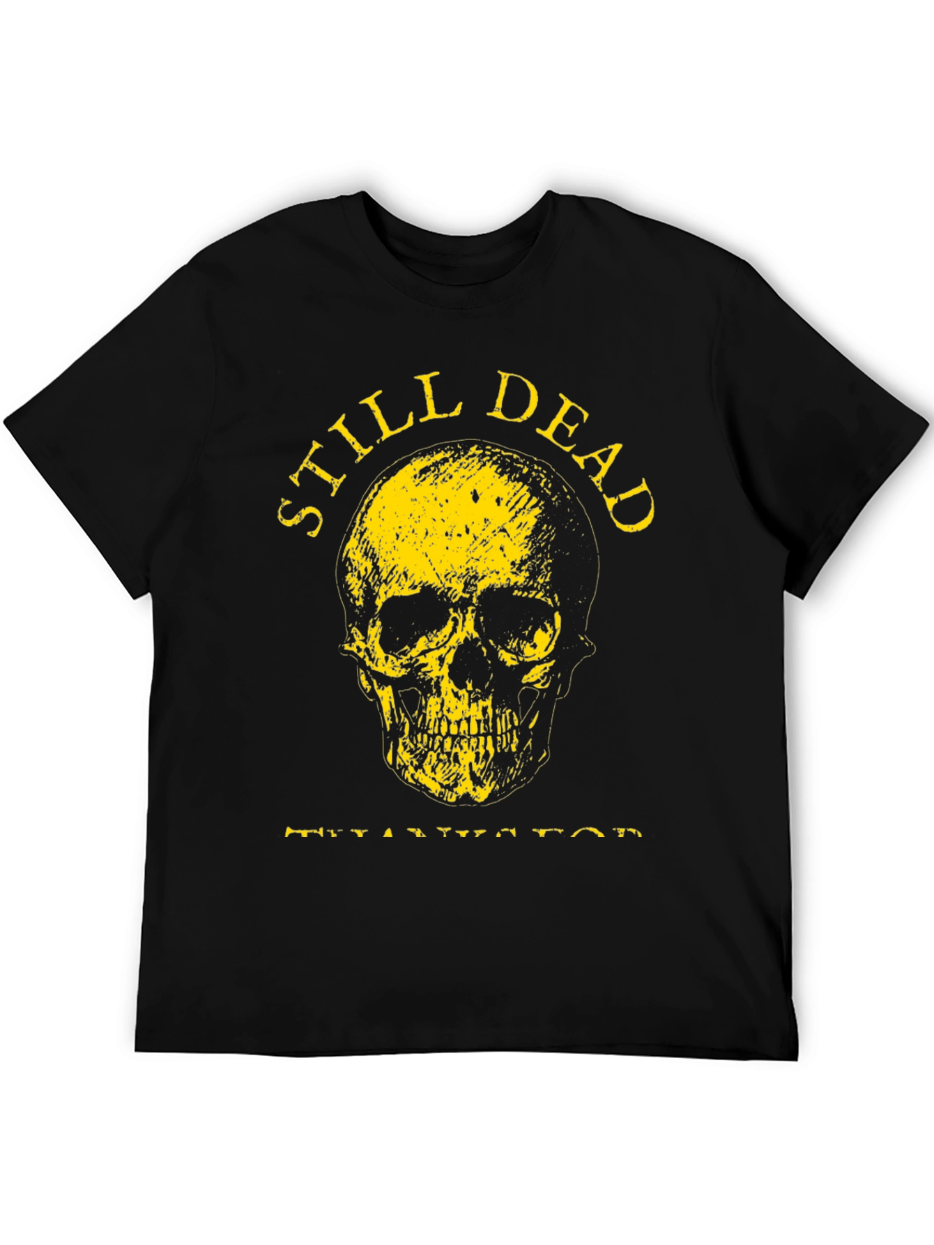 Still Dead Skull Graphic Tee - Black Cotton T-Shirt