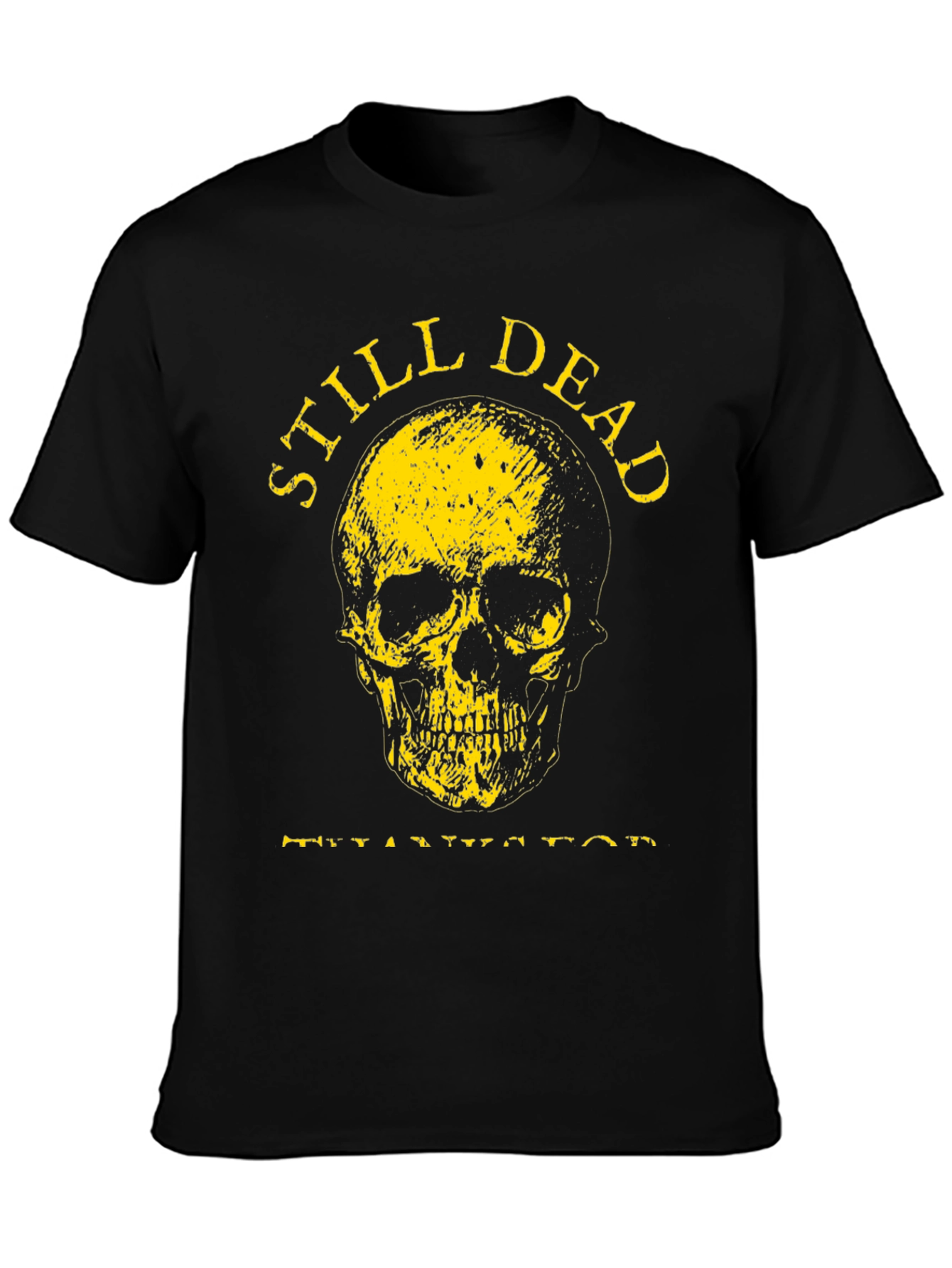 Still Dead Skull Graphic Tee - Black Cotton T-Shirt