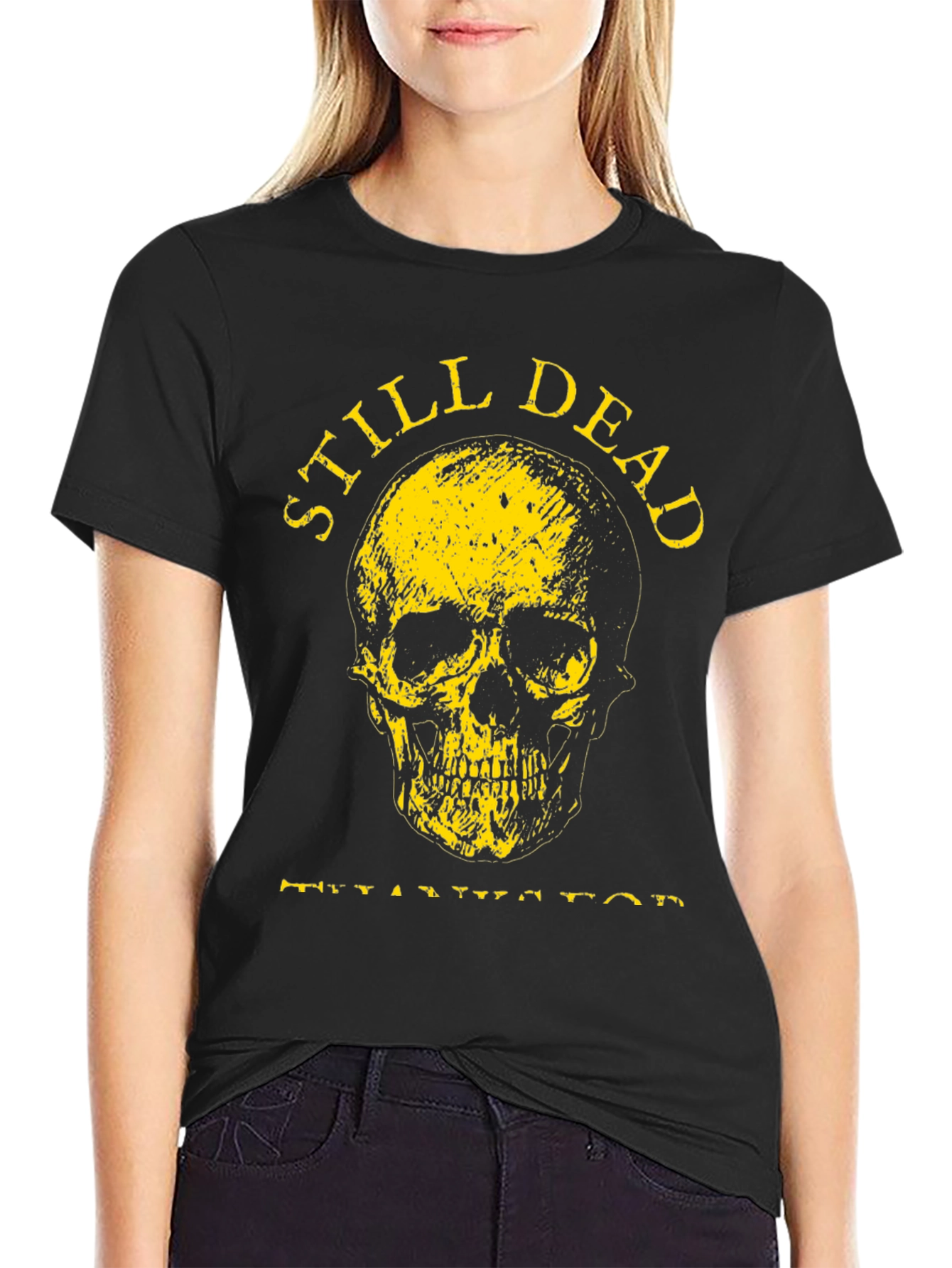 Still Dead Skull Graphic Tee - Black Cotton T-Shirt