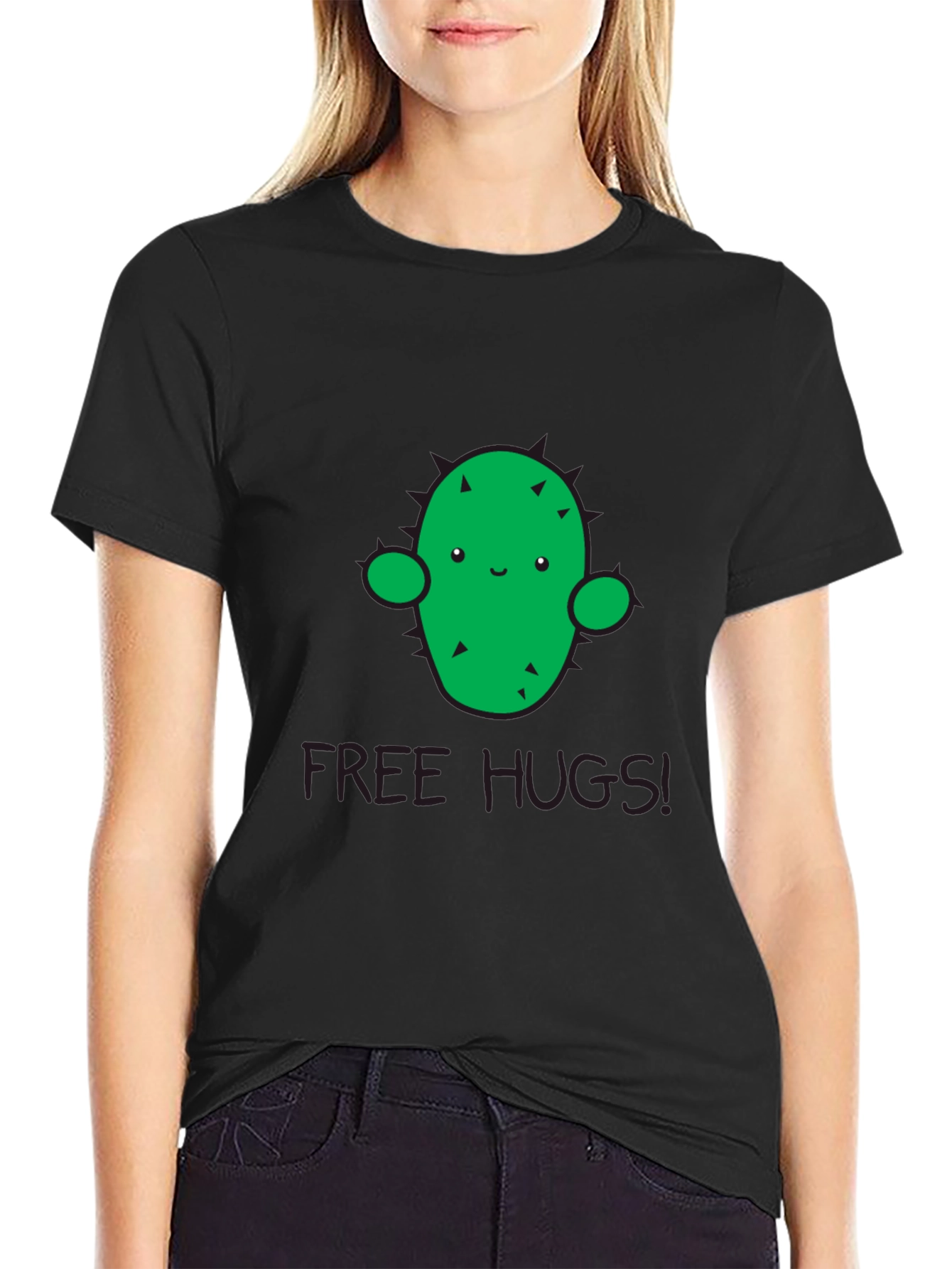 Cute Cactus Free Hugs Graphic T-Shirt - Unisex