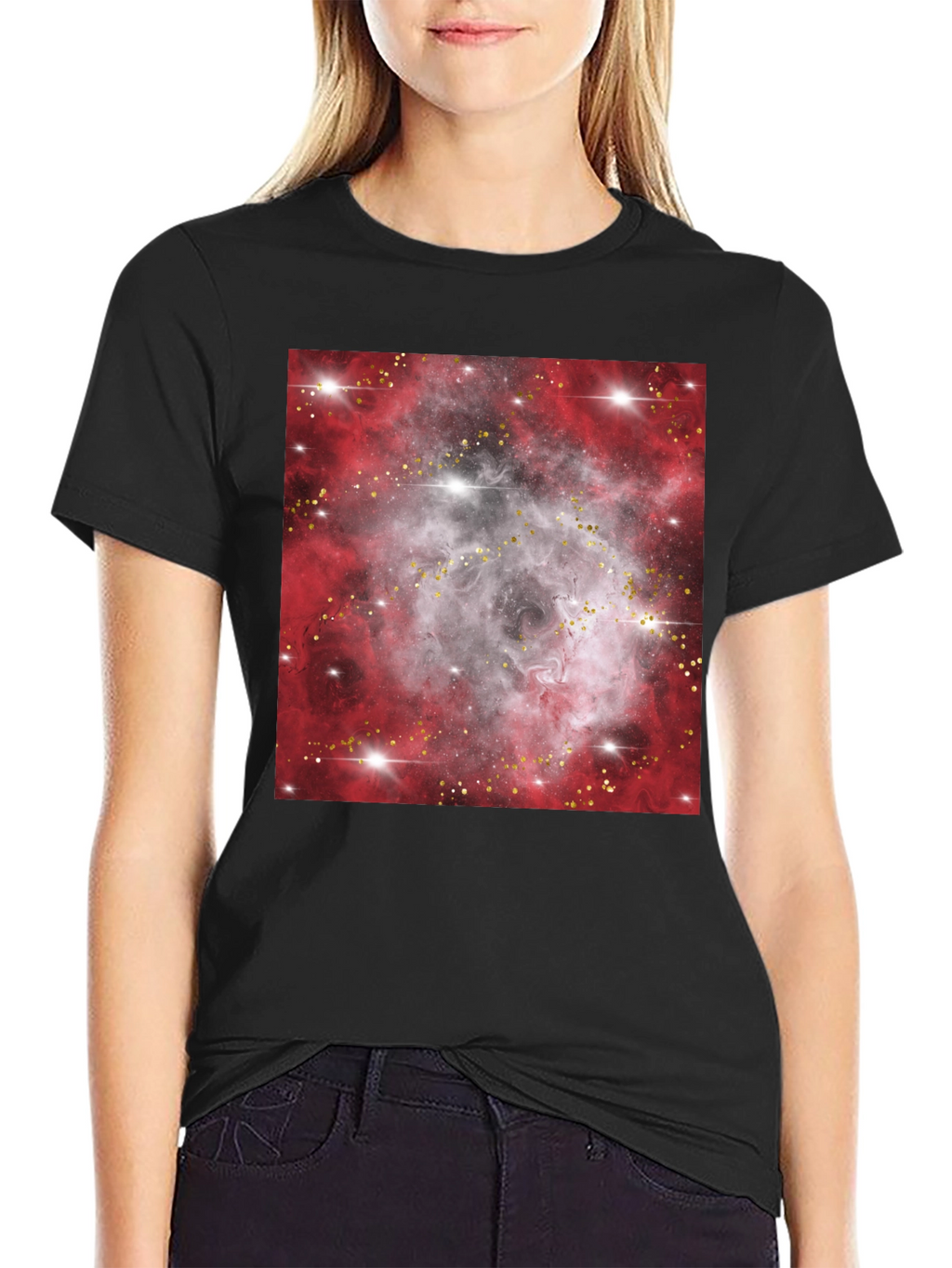 Galaxy Nebula Print Black T-Shirt