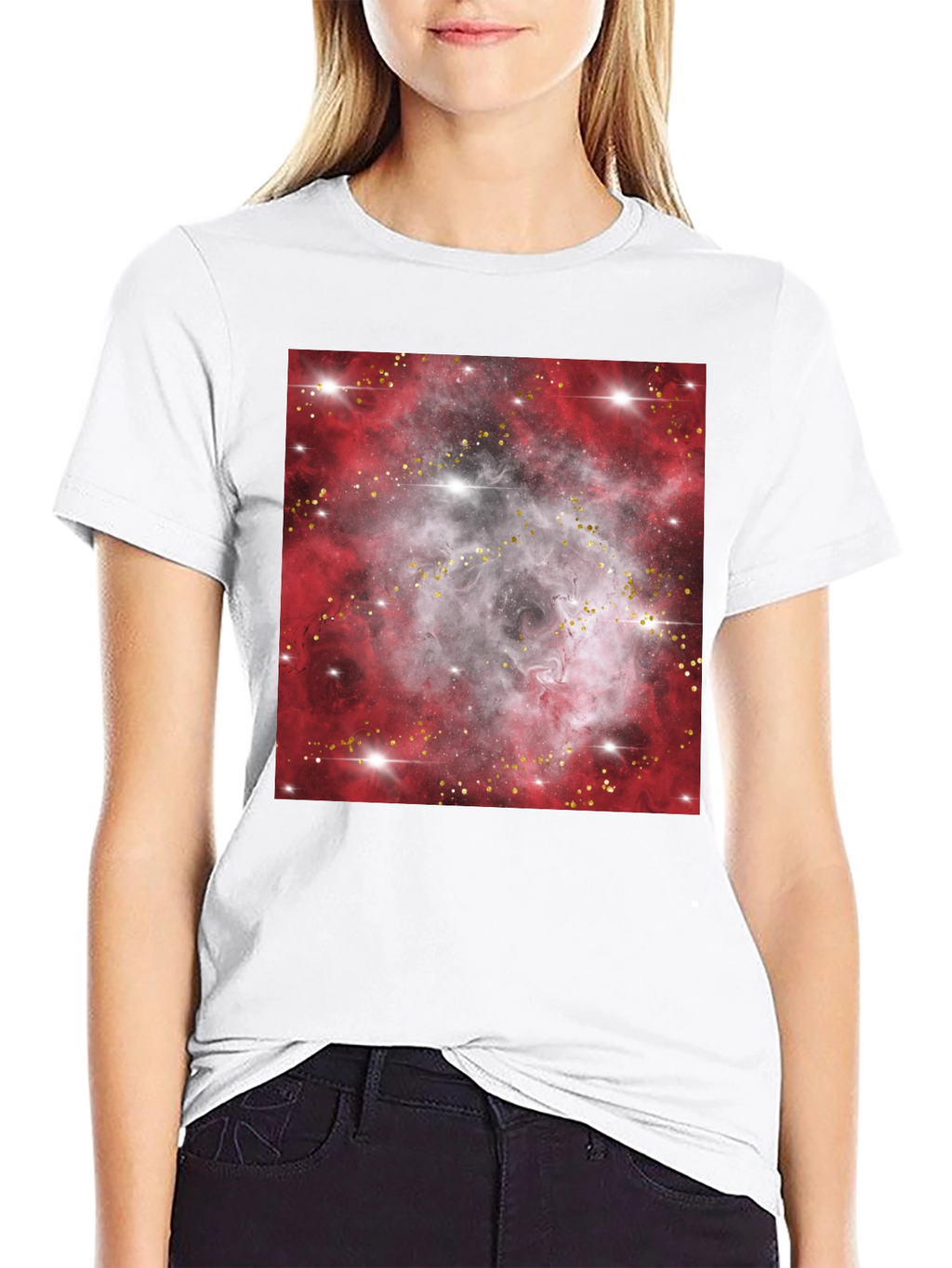 Galaxy Nebula Print Black T-Shirt