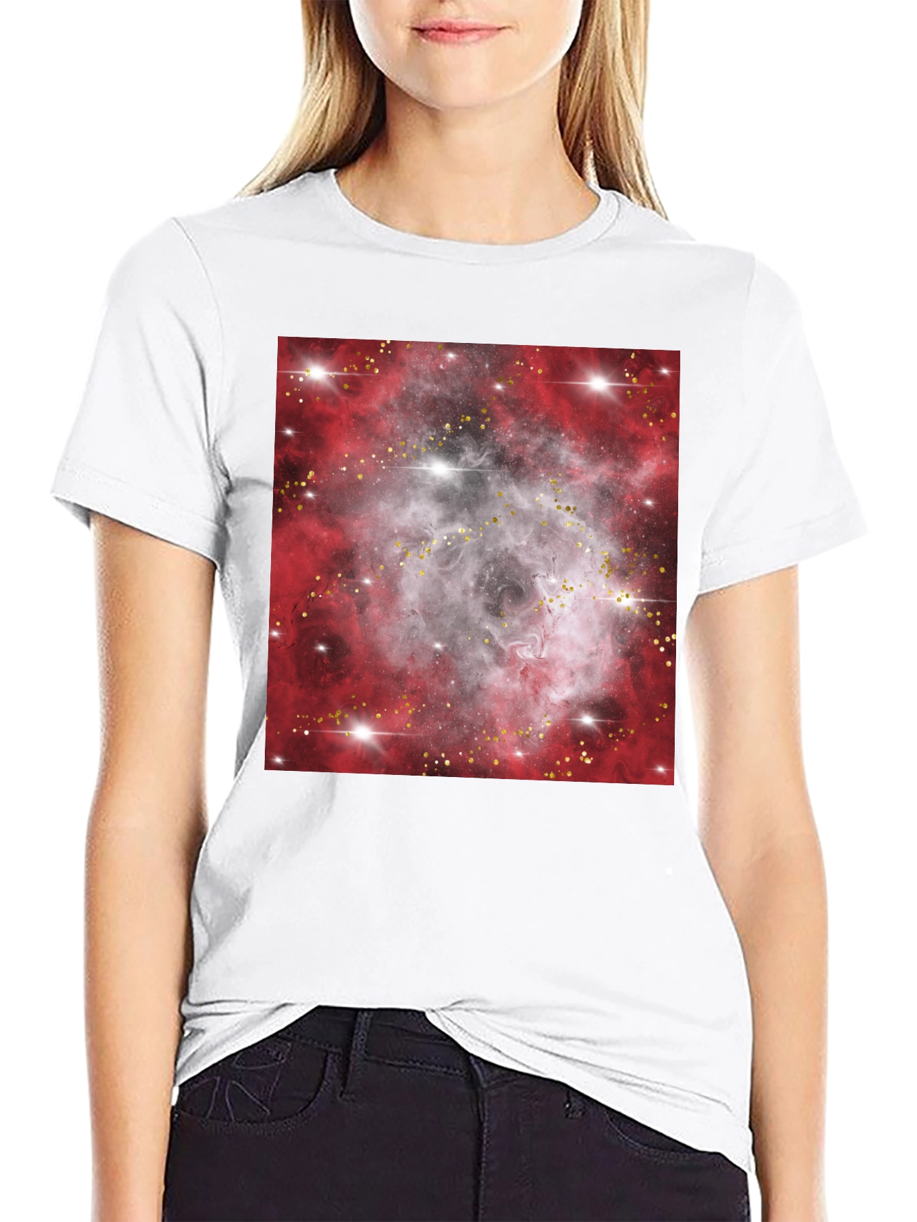 Galaxy Nebula Print Black T-Shirt