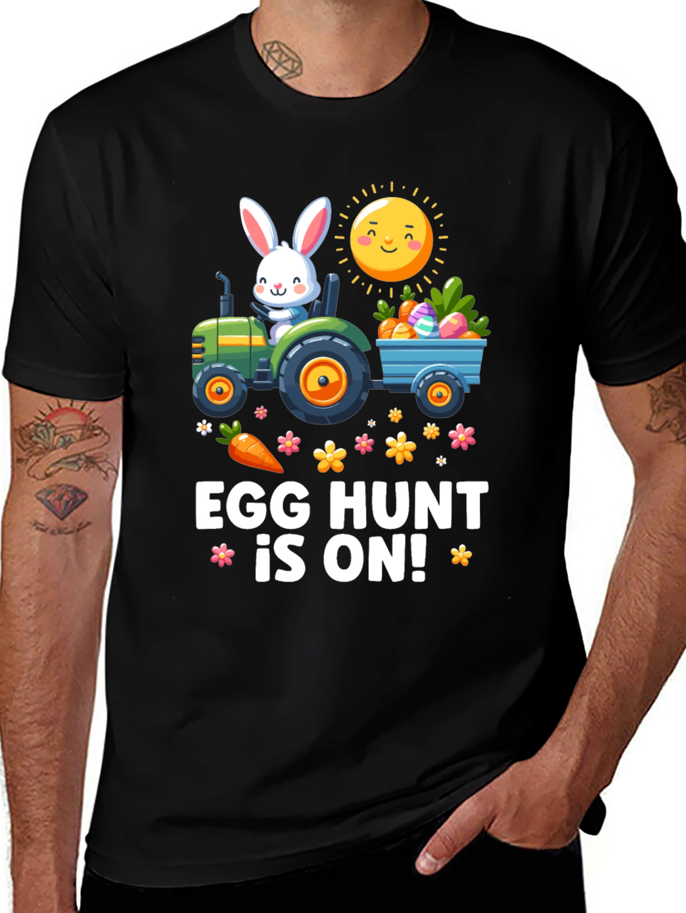 Easter Egg Hunt T-Shirt: Bunny on Tractor