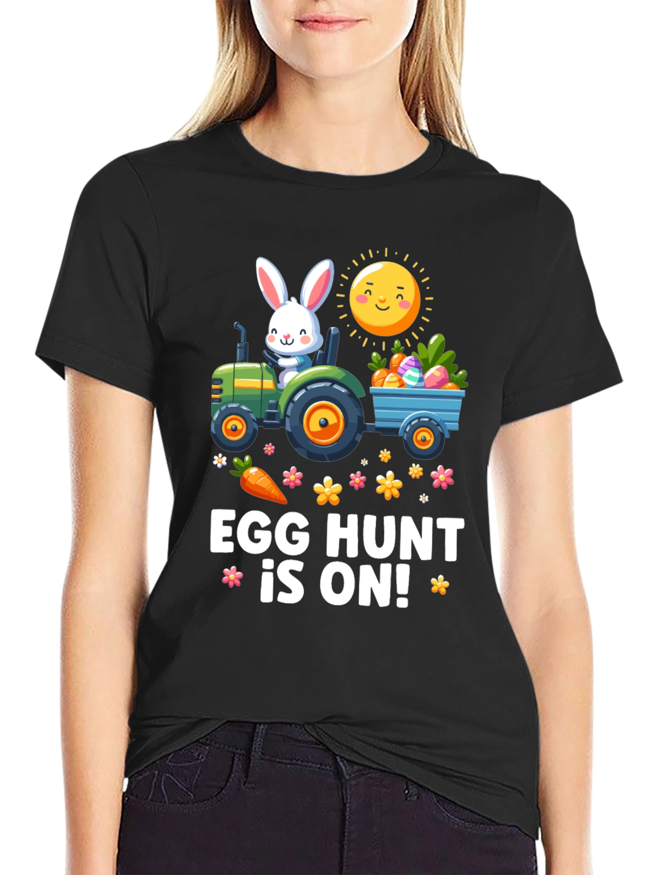 Easter Egg Hunt T-Shirt: Bunny on Tractor