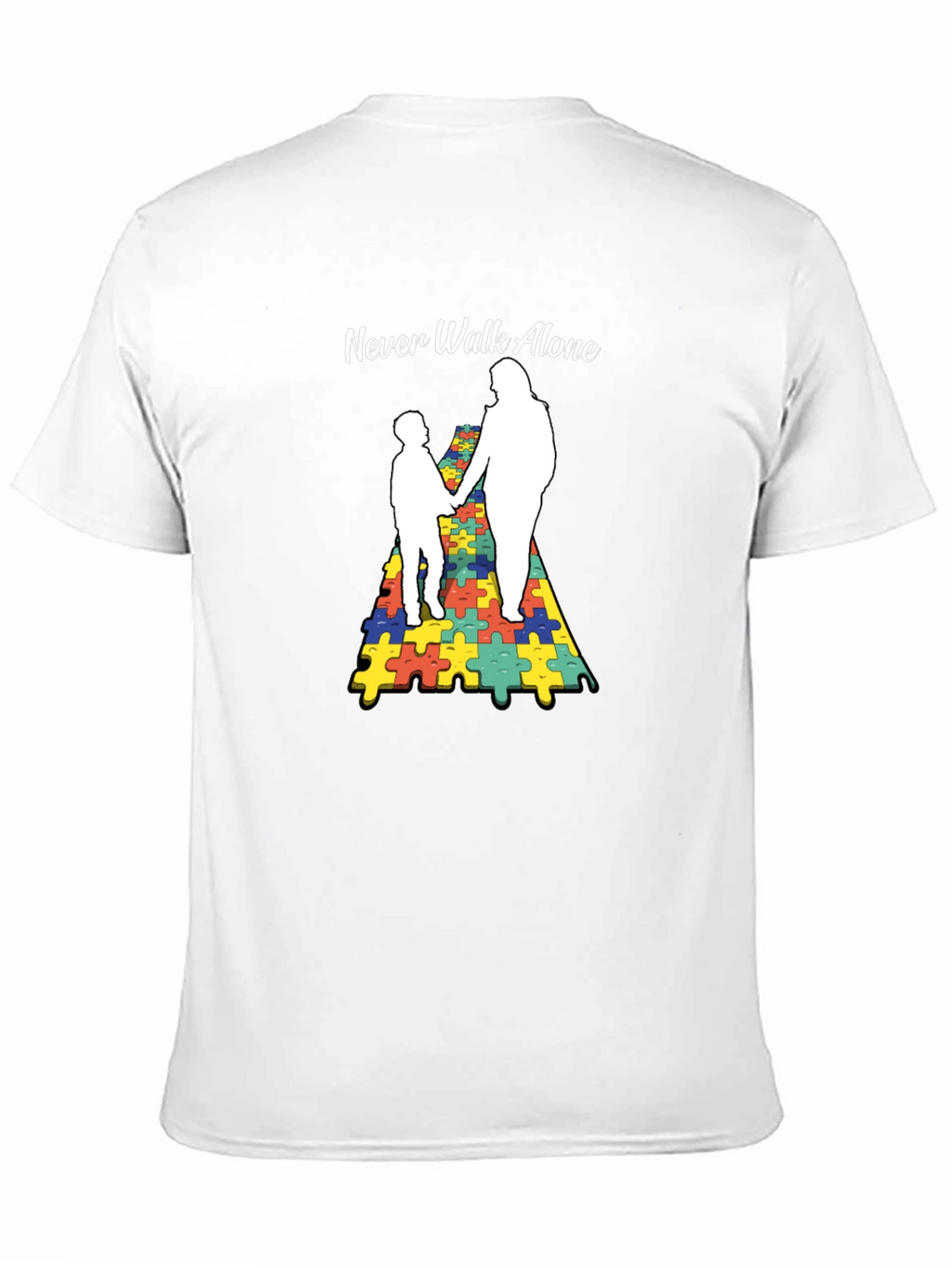 Autism Awareness Tee: Never Walk Alone Puzzle Graphic