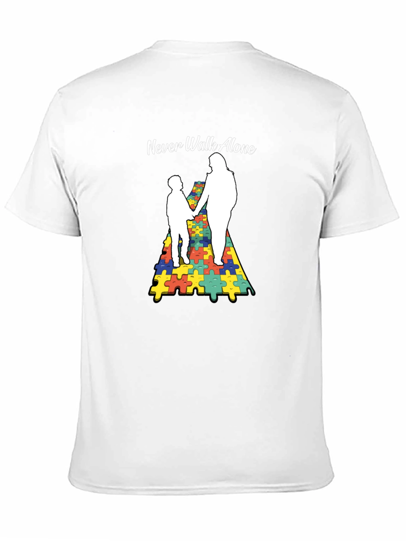 Autism Awareness Tee: Never Walk Alone Puzzle Graphic