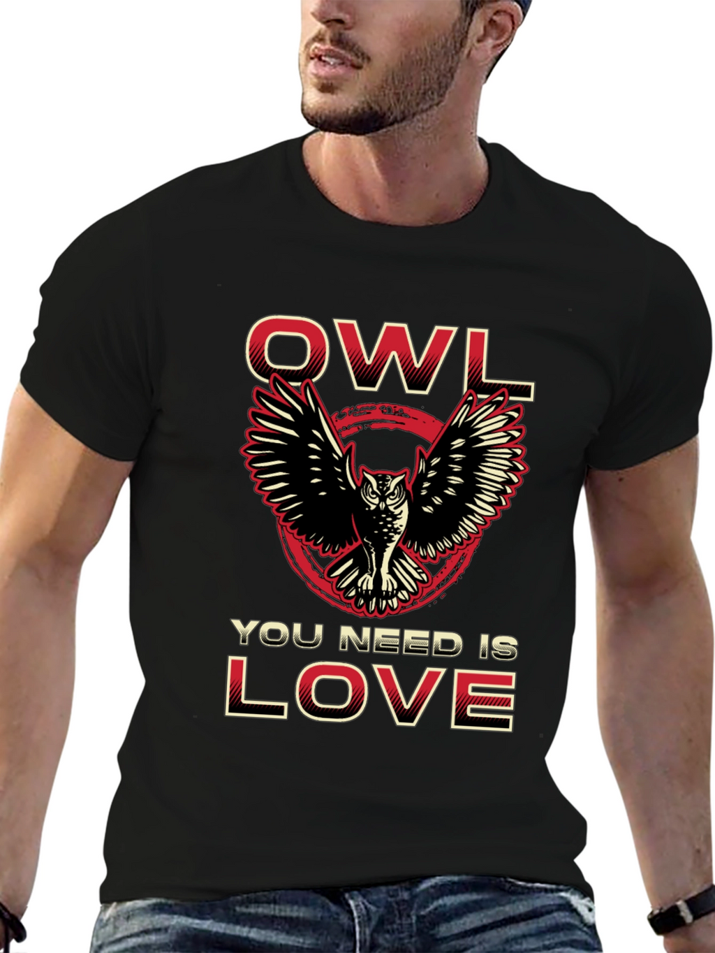 Owl You Need Is Love Black Graphic Tee
