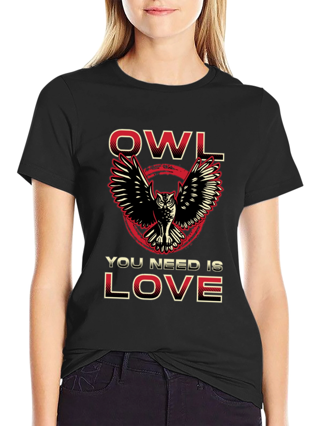 Owl You Need Is Love Black Graphic Tee