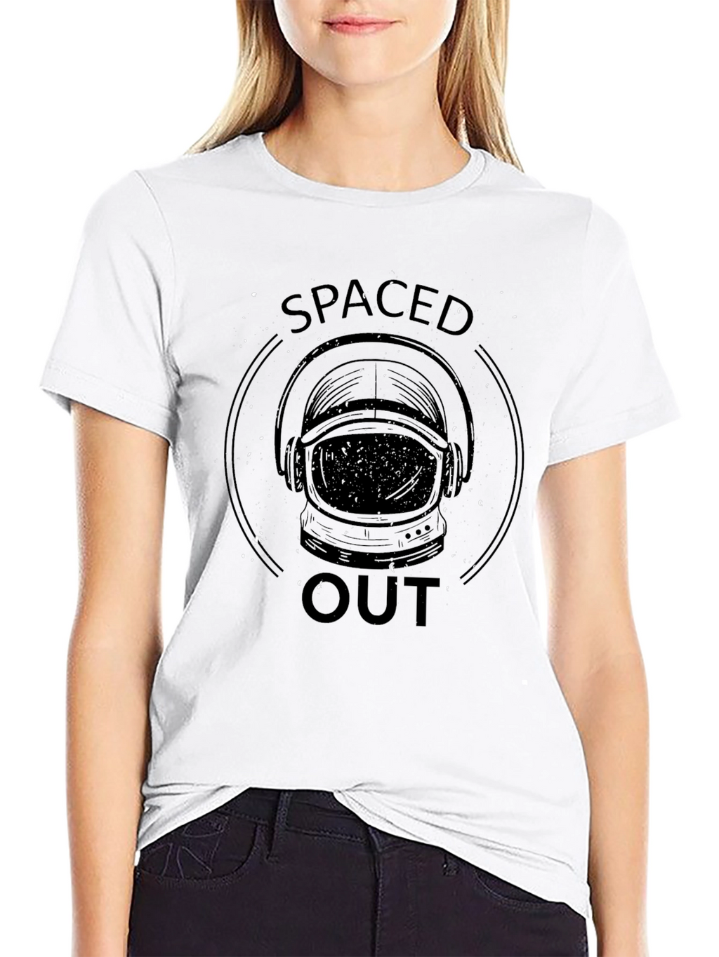 Spaced Out Astronaut Helmet Graphic Tee - Black