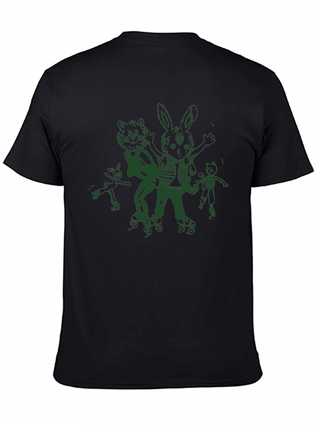 Fun Cartoon Roller Skate Black T-Shirt