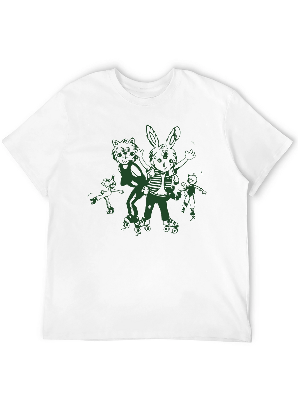 Fun Cartoon Roller Skate Black T-Shirt