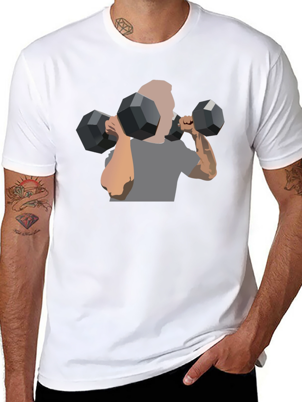 Mens Black Graphic Tee - Weightlifting Design