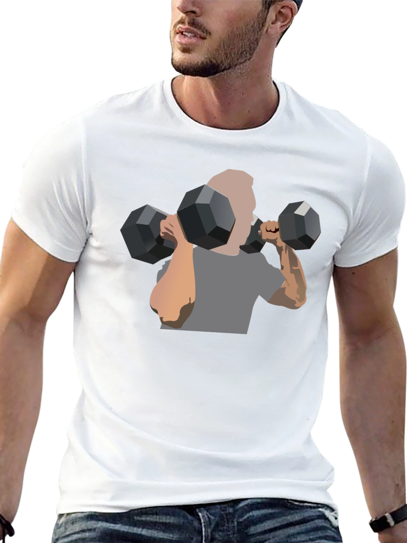 Mens Black Graphic Tee - Weightlifting Design