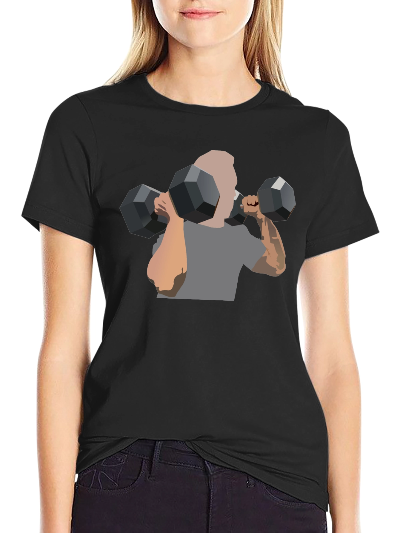 Mens Black Graphic Tee - Weightlifting Design