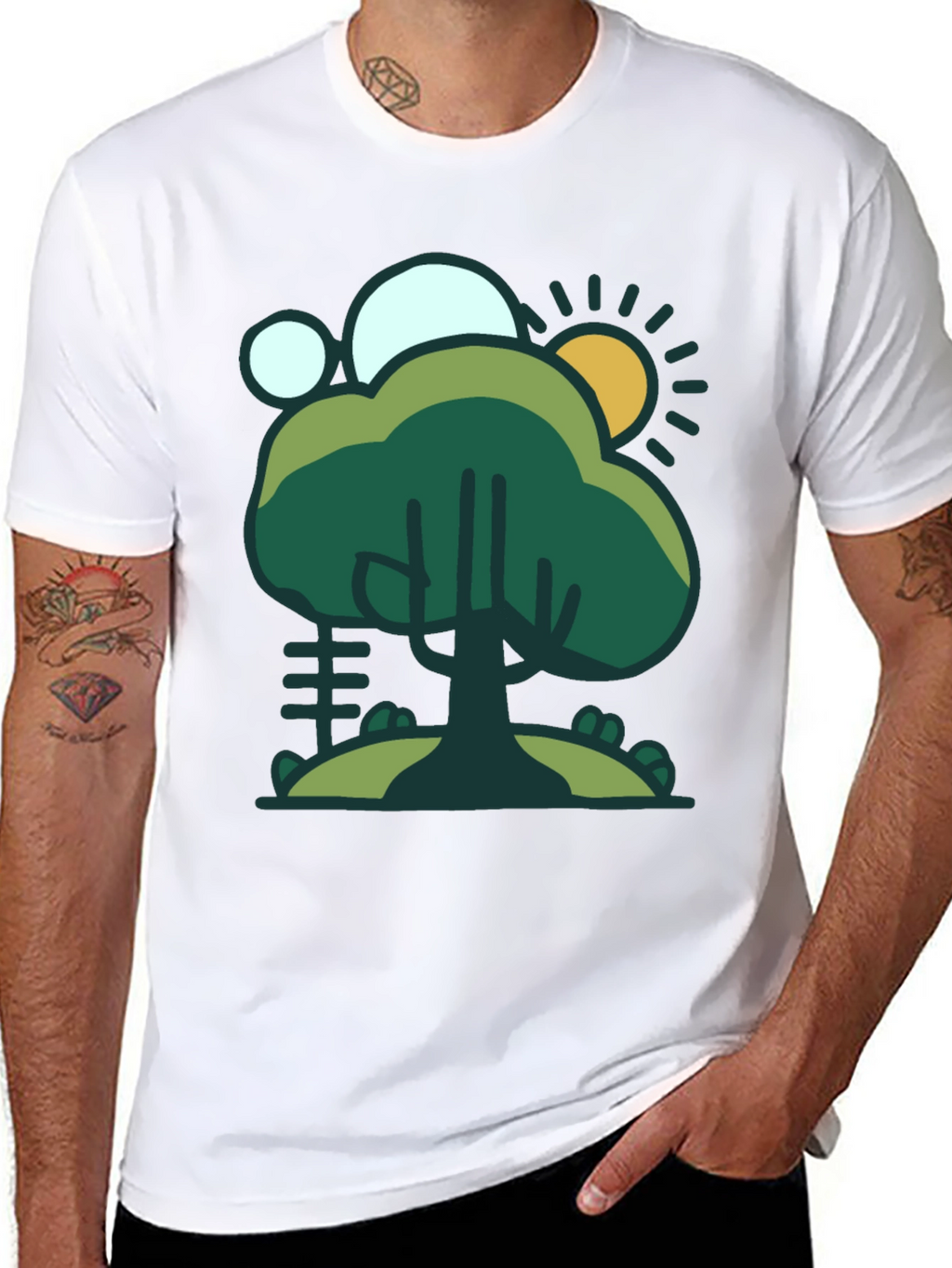Nature Scene Graphic Tee - Black