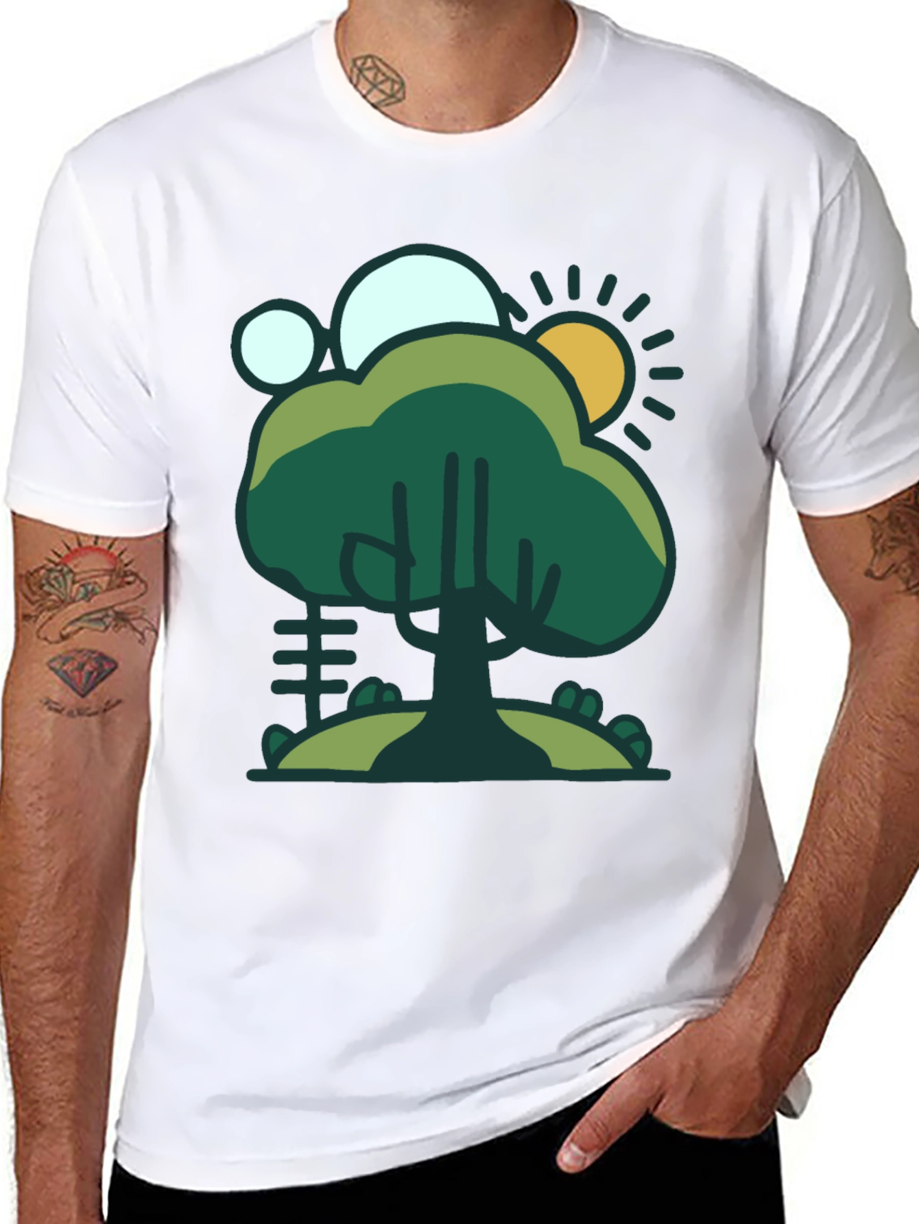 Nature Scene Graphic Tee - Black