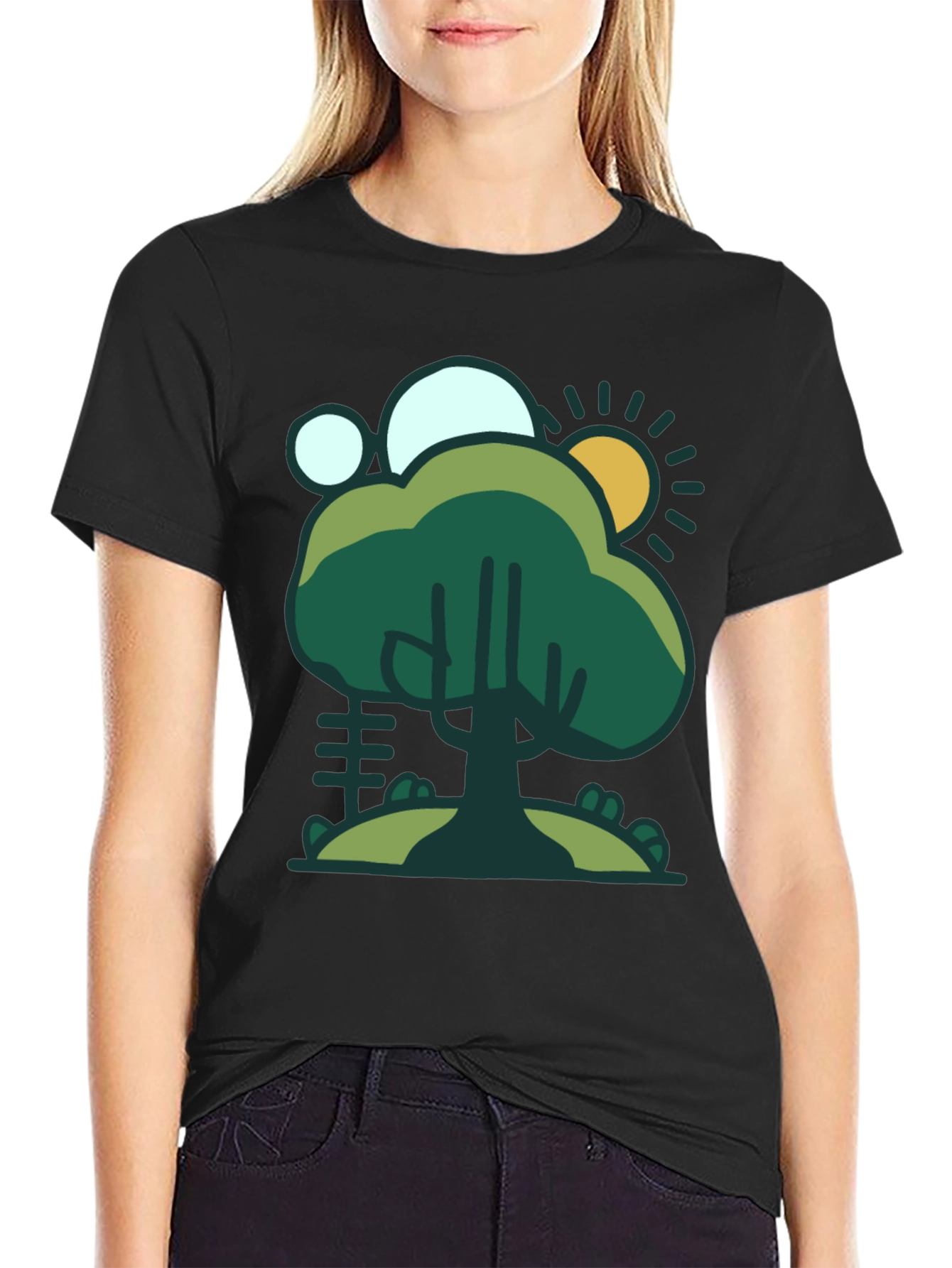 Nature Scene Graphic Tee - Black