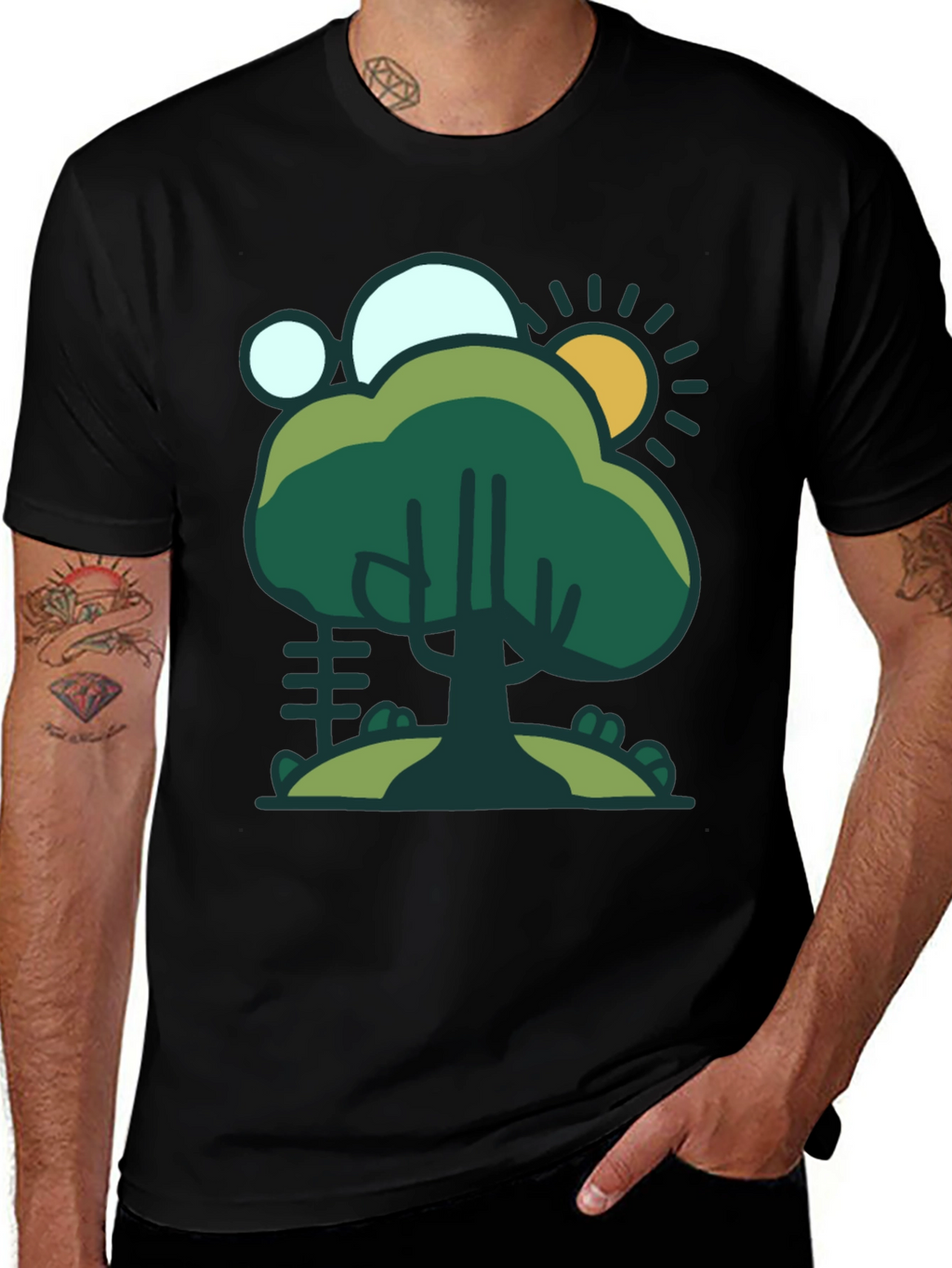 Nature Scene Graphic Tee - Black
