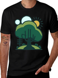 Nature Scene Graphic Tee - Black