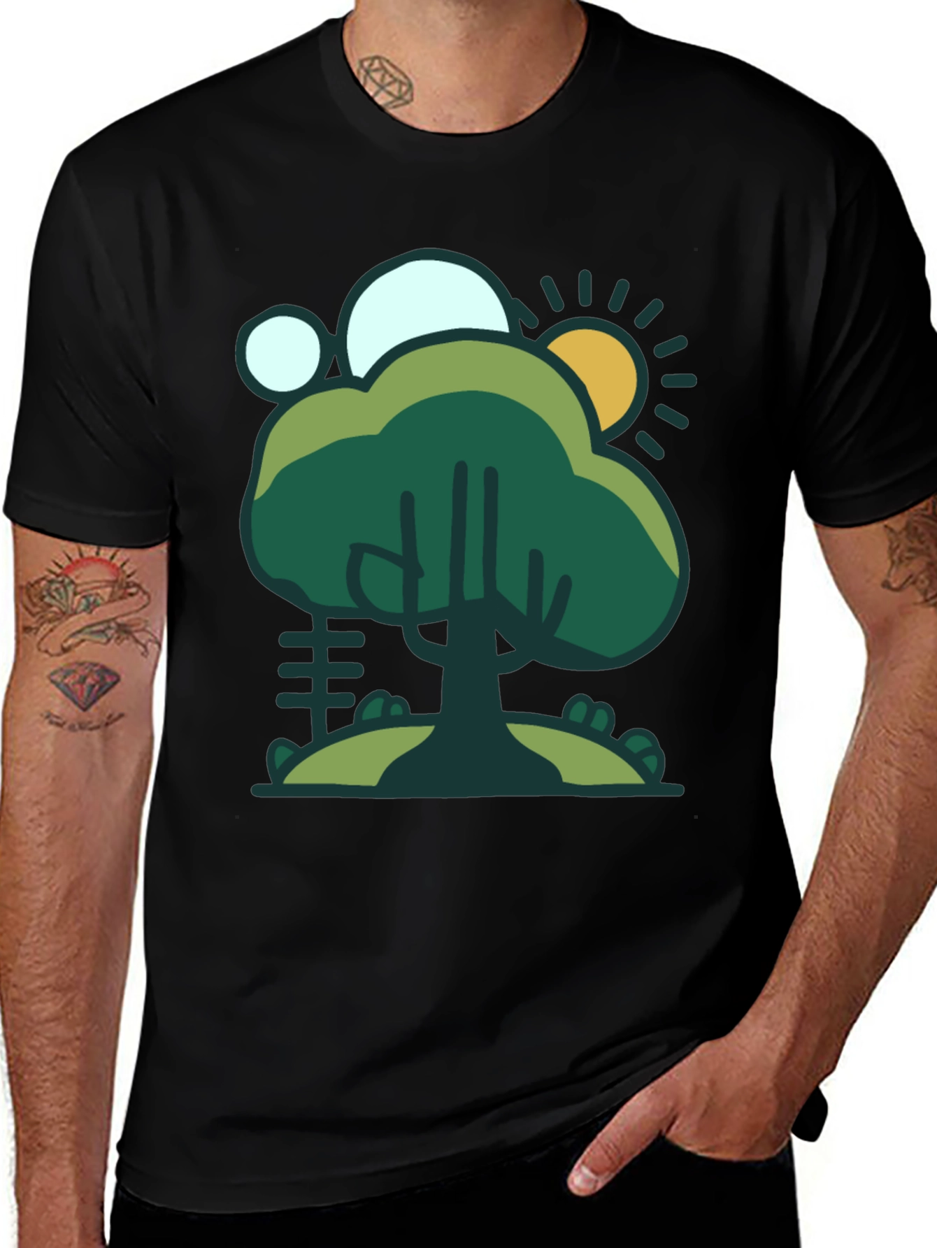 Nature Scene Graphic Tee - Black