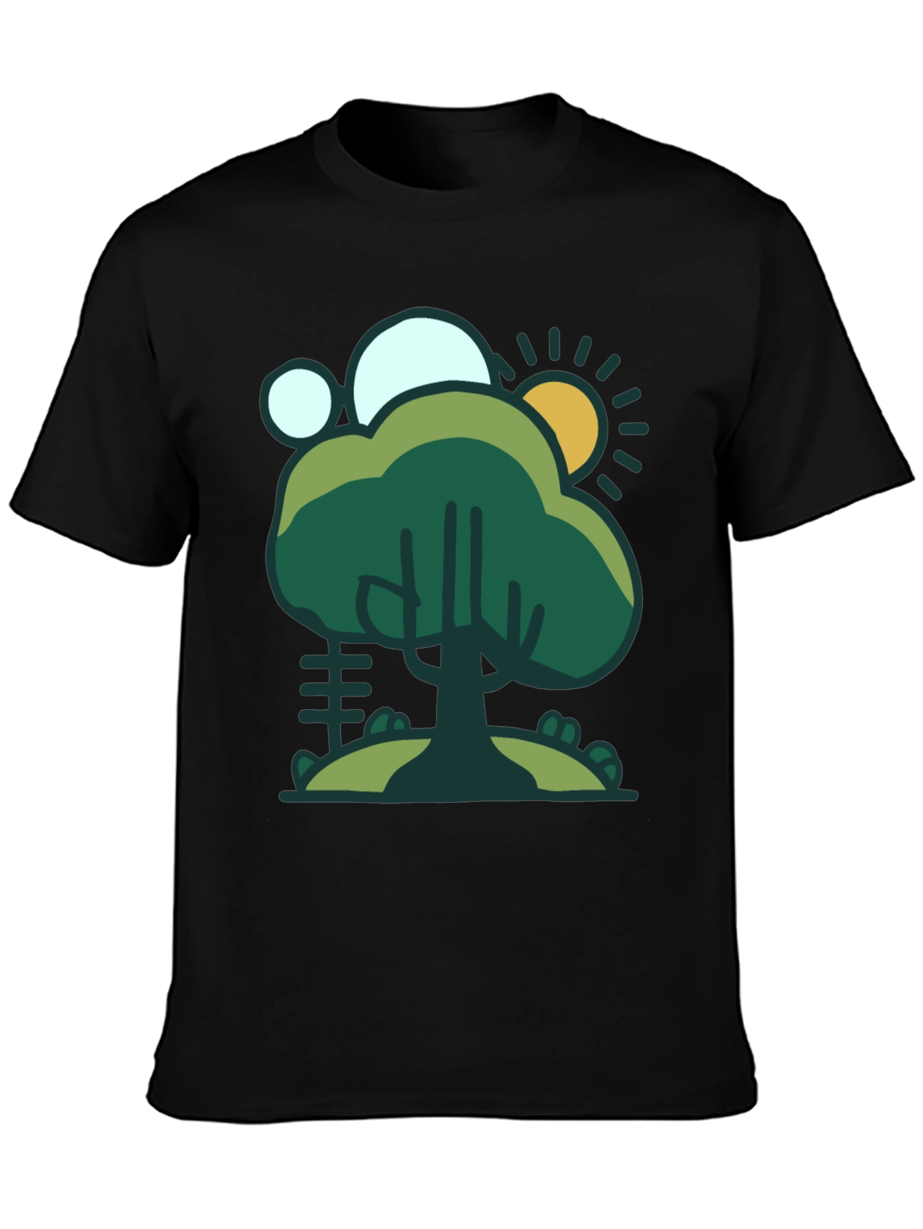 Nature Scene Graphic Tee - Black