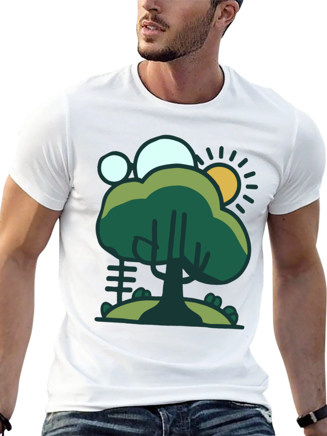 Nature Scene Graphic Tee - Black