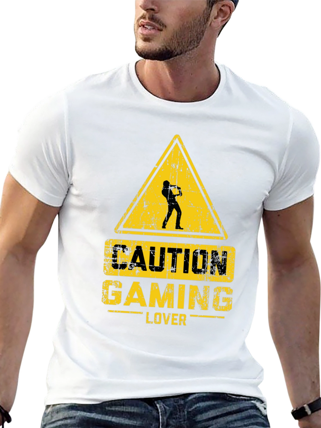 Caution Gaming Lover Black T-Shirt