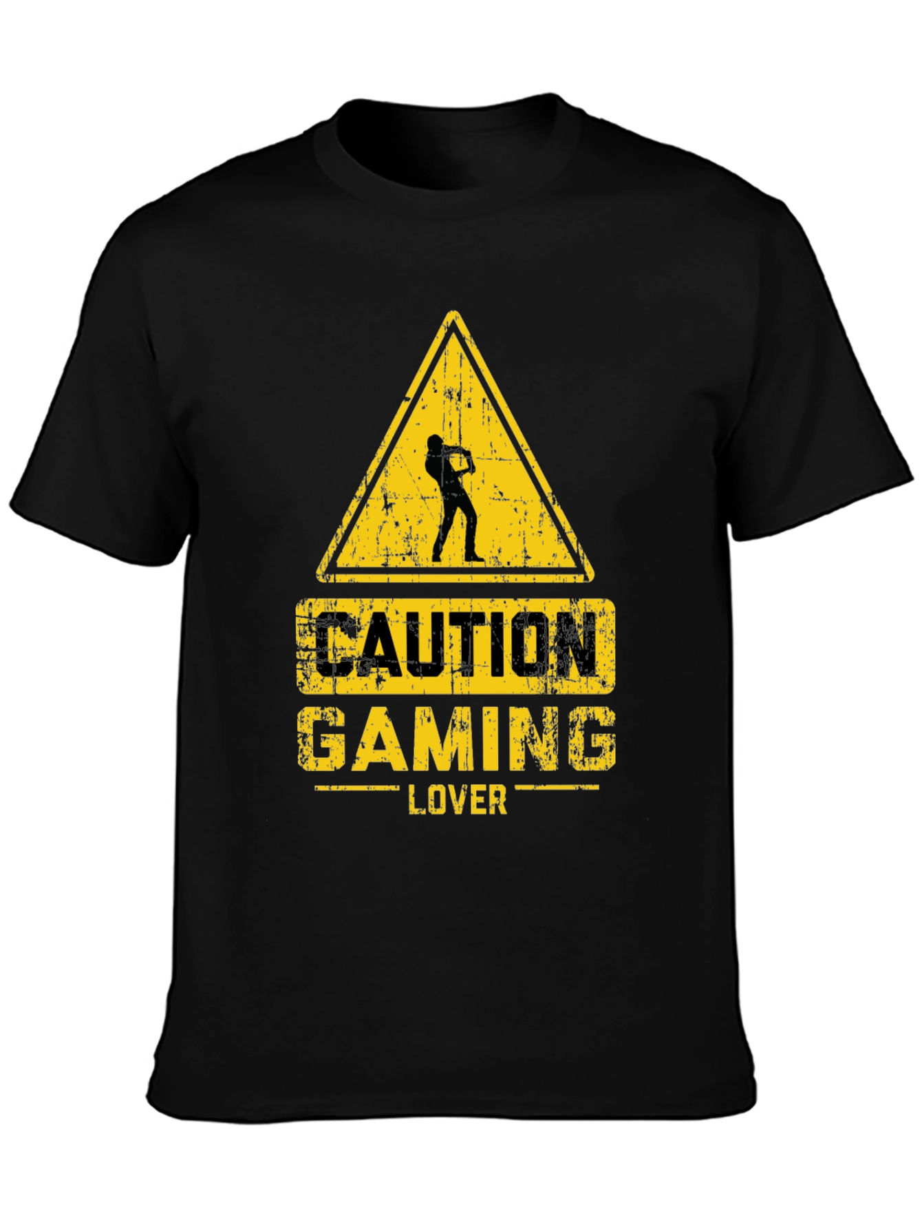 Caution Gaming Lover Black T-Shirt