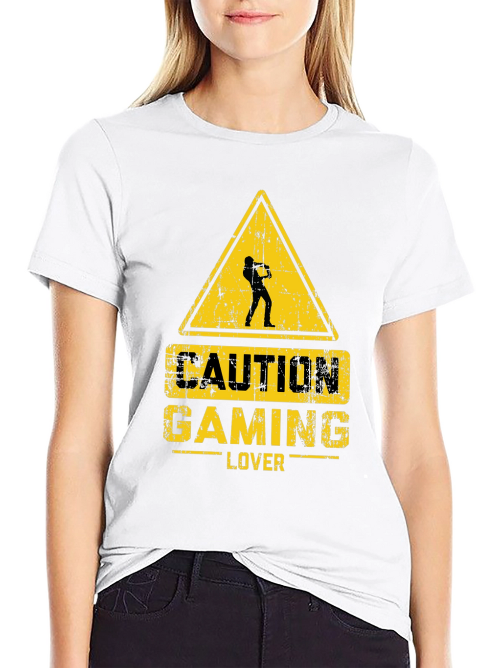 Caution Gaming Lover Black T-Shirt