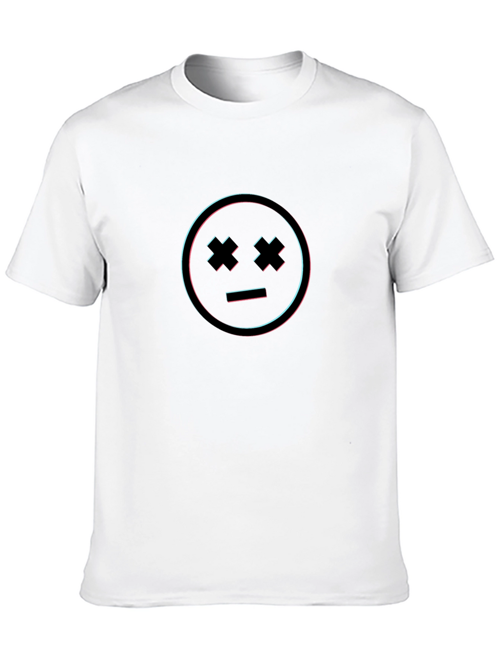 Glitch Smiley Face Black T-Shirt