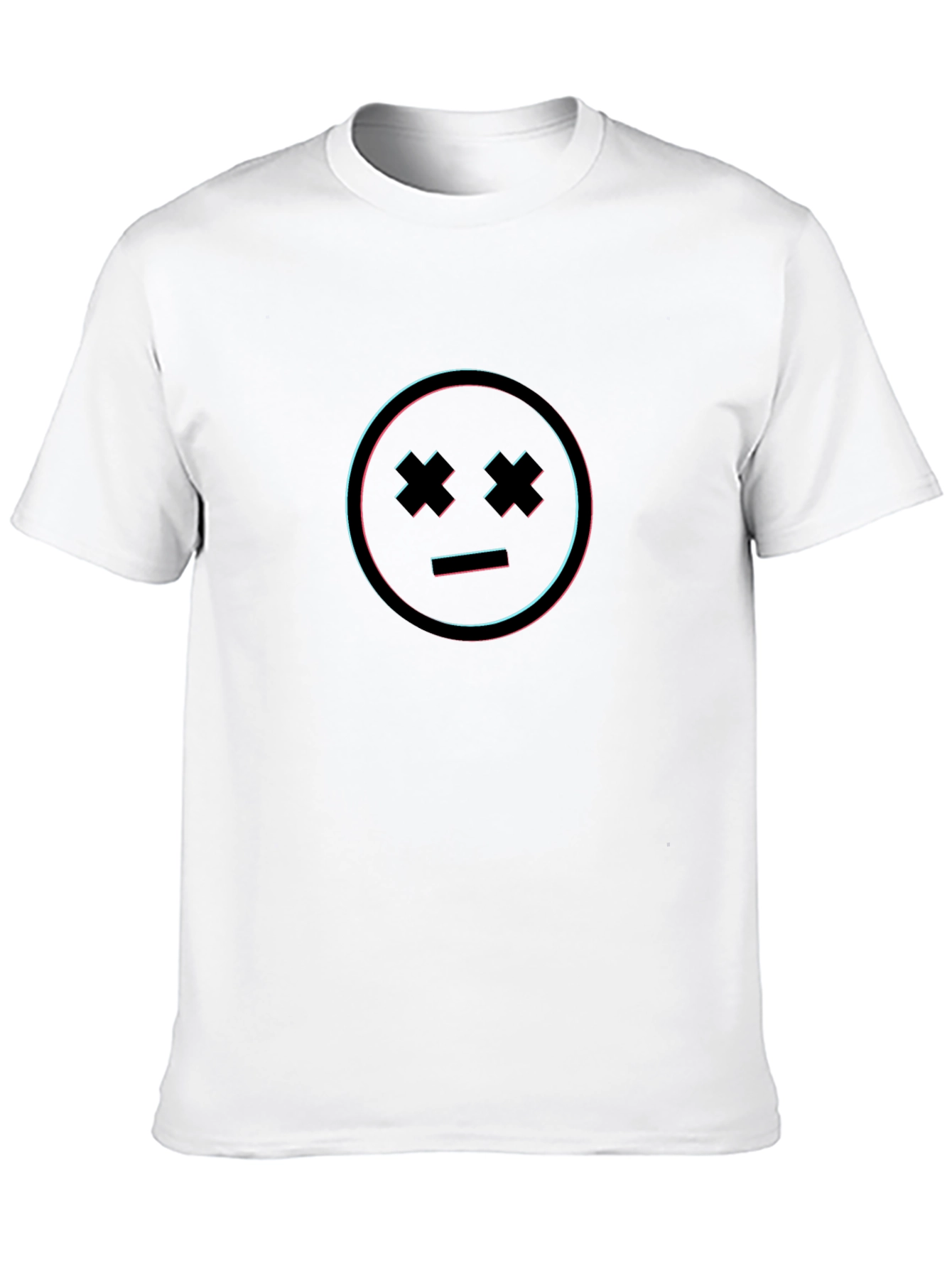 Glitch Smiley Face Black T-Shirt