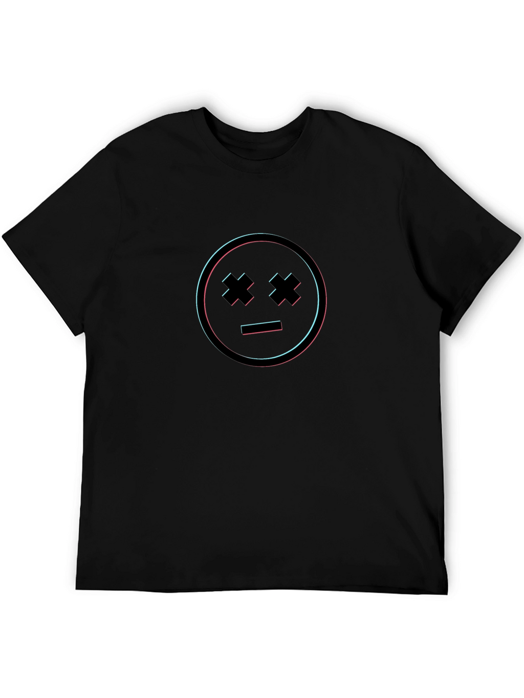 Glitch Smiley Face Black T-Shirt
