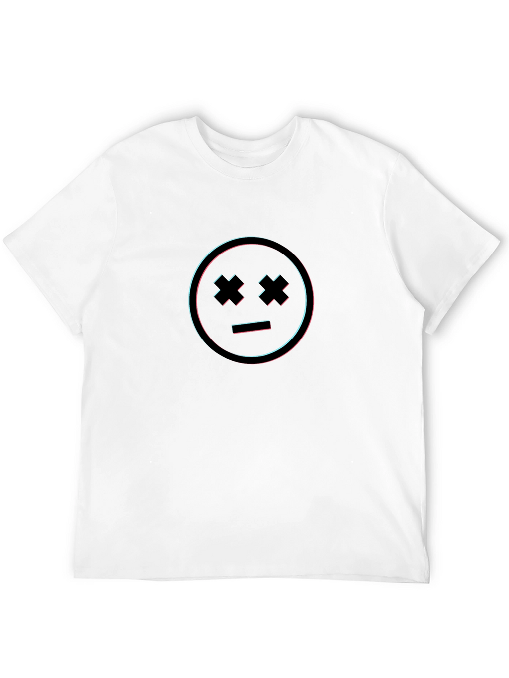 Glitch Smiley Face Black T-Shirt