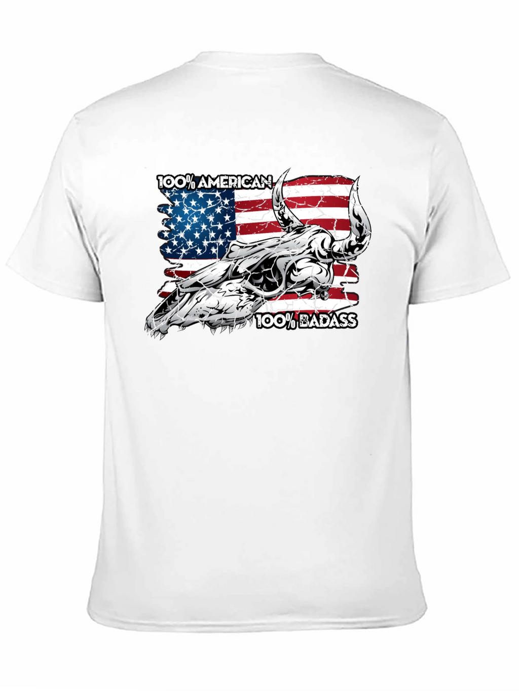 American Badass Bull Skull Graphic Tee - Black