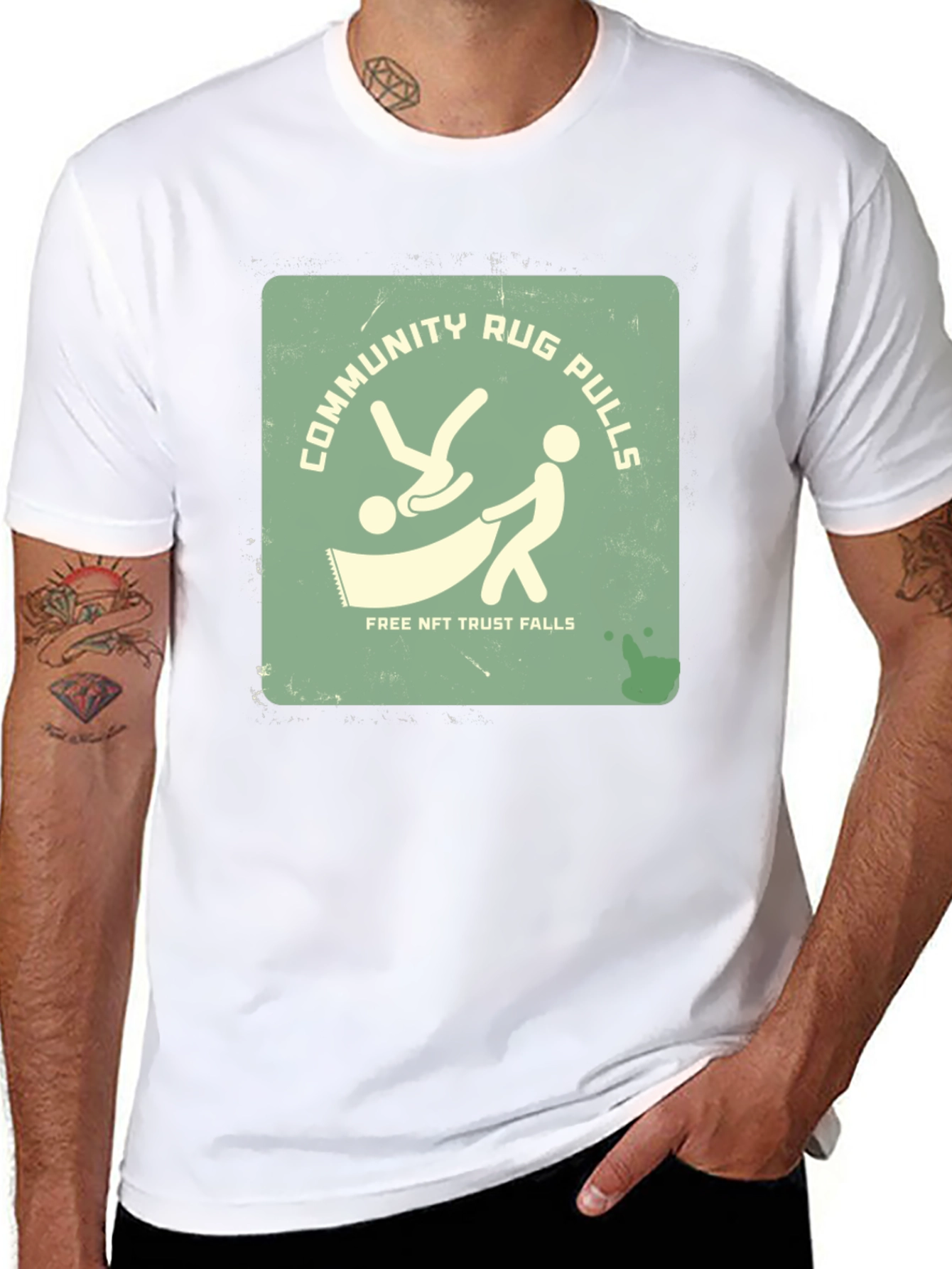 Community Rug Pulls T-Shirt - Free NFT Trust Falls