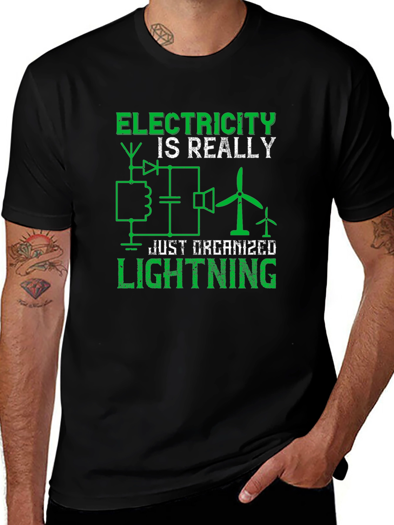 Electricity is Really Just Organized Lightning Graphic Tee