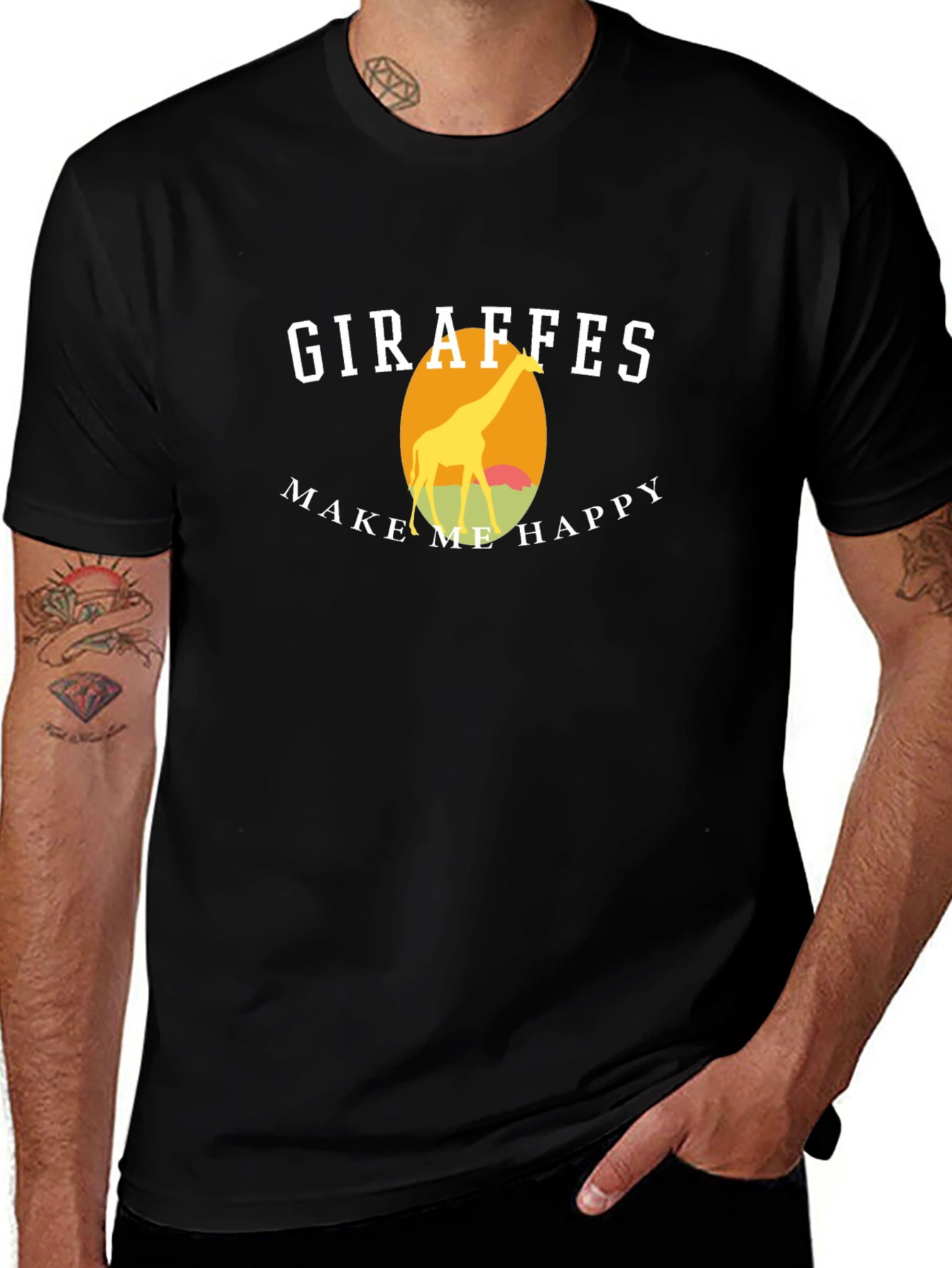 Giraffes Make Me Happy Graphic T-Shirt