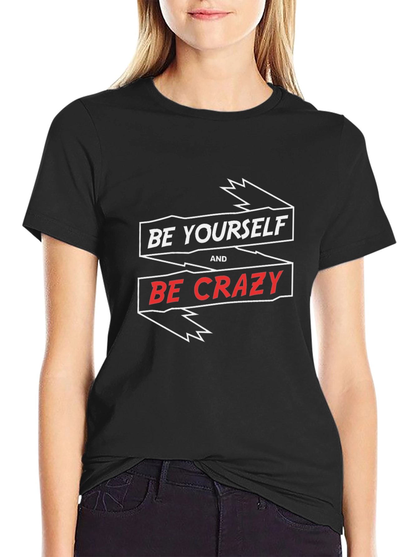 Be Yourself and Be Crazy Graphic Tee - Mens Black T-Shirt