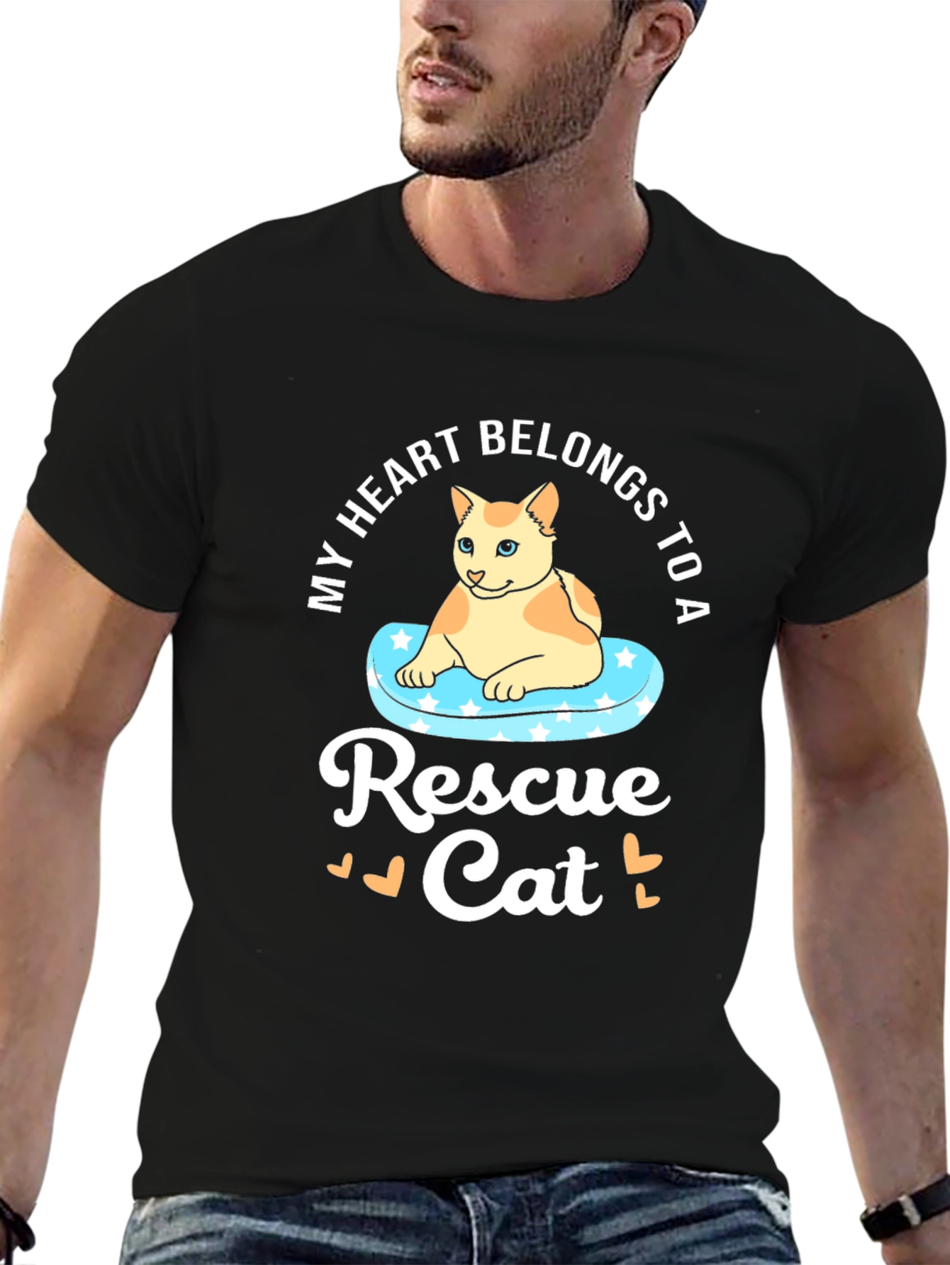 Rescue Cat T-Shirt: My Heart Belongs to a Rescue Cat