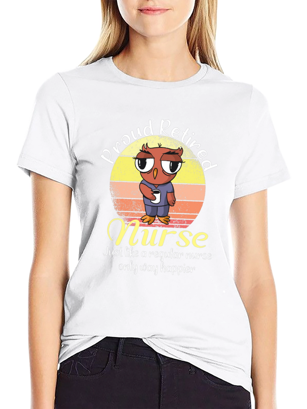 Proud Retired Nurse Owl Graphic T-Shirt