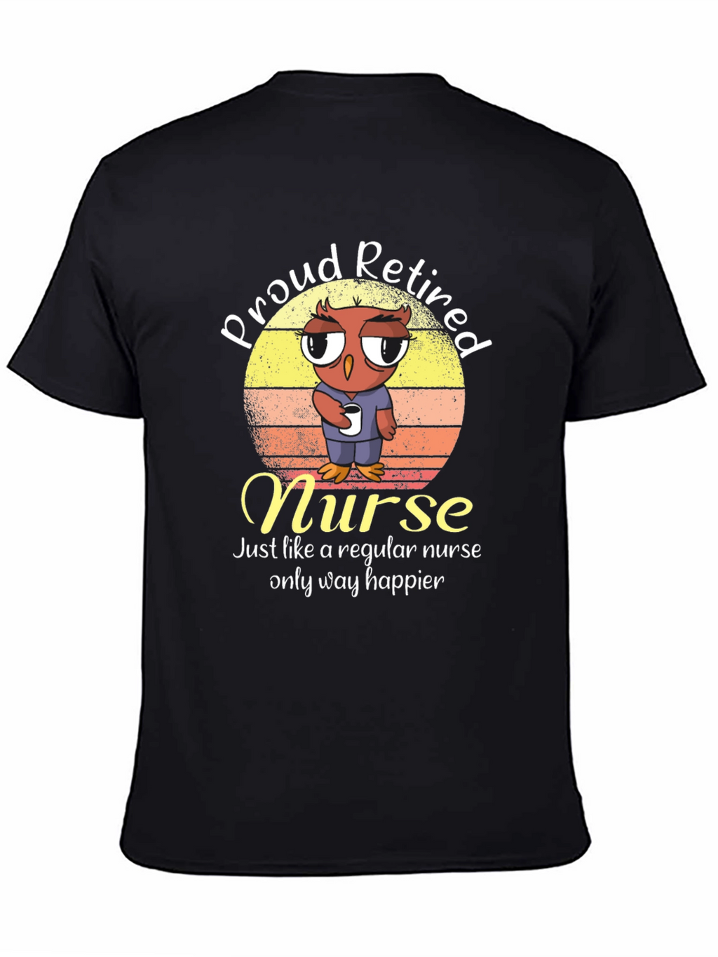 Proud Retired Nurse Owl Graphic T-Shirt