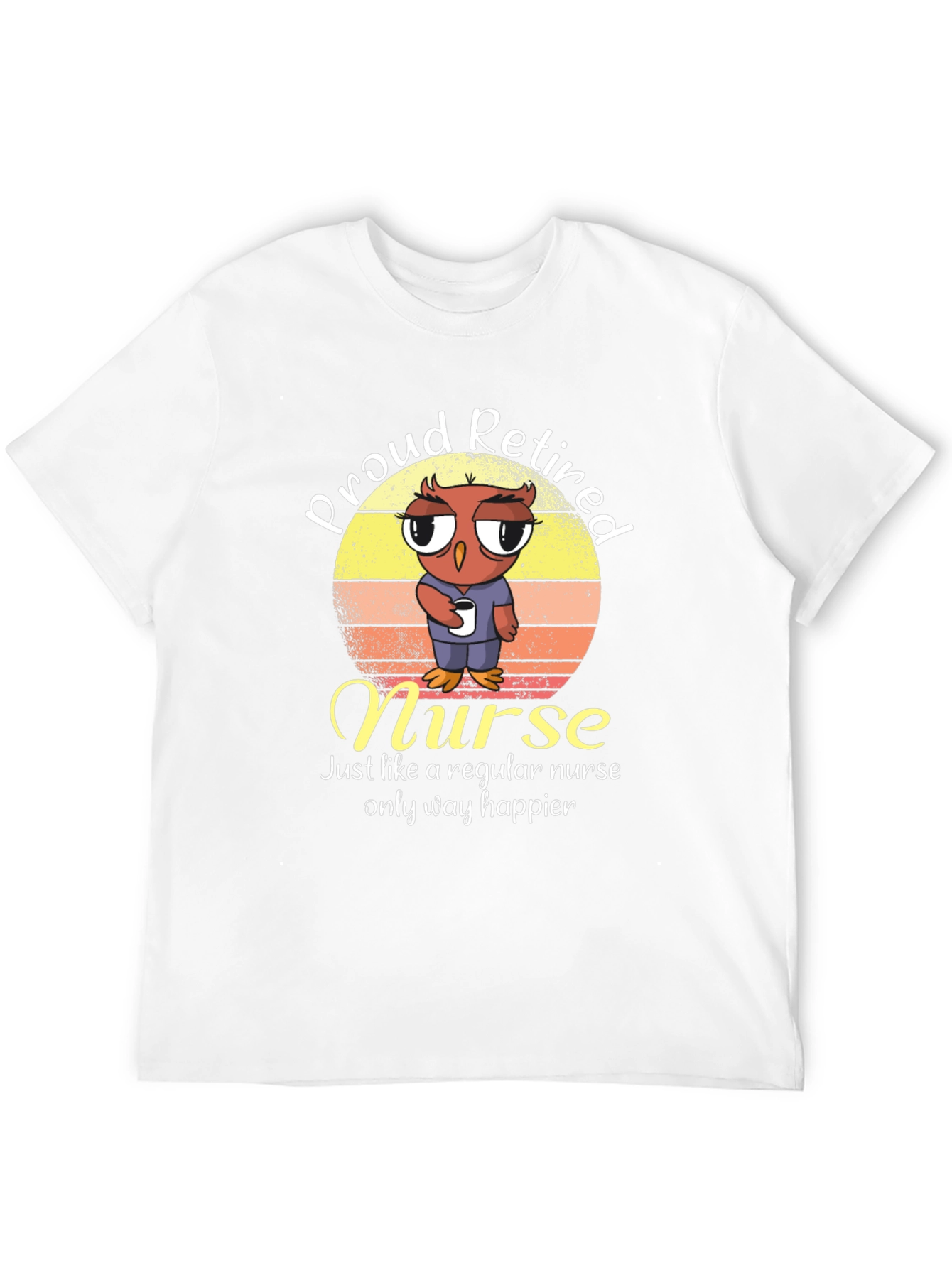 Proud Retired Nurse Owl Graphic T-Shirt