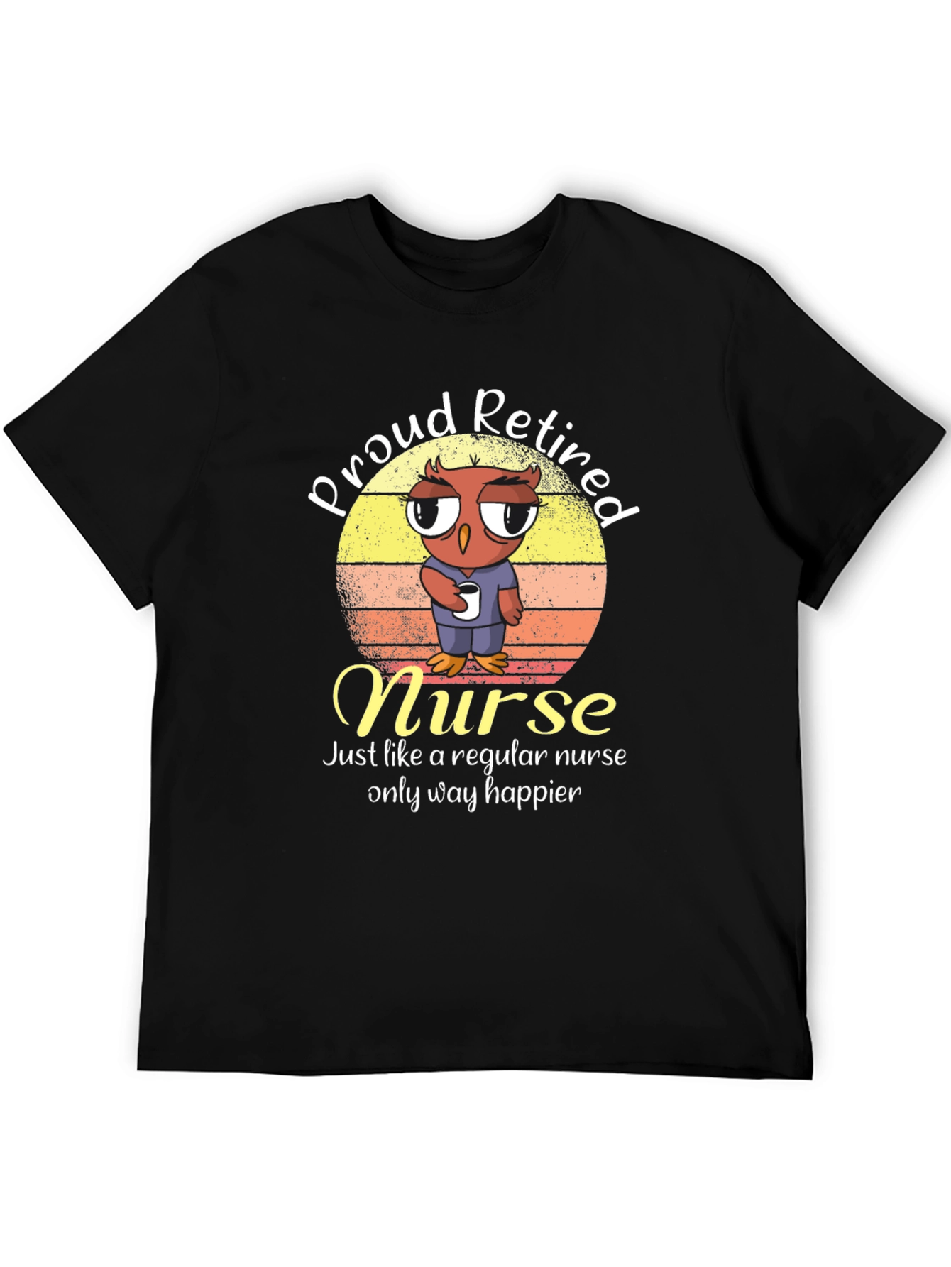 Proud Retired Nurse Owl Graphic T-Shirt